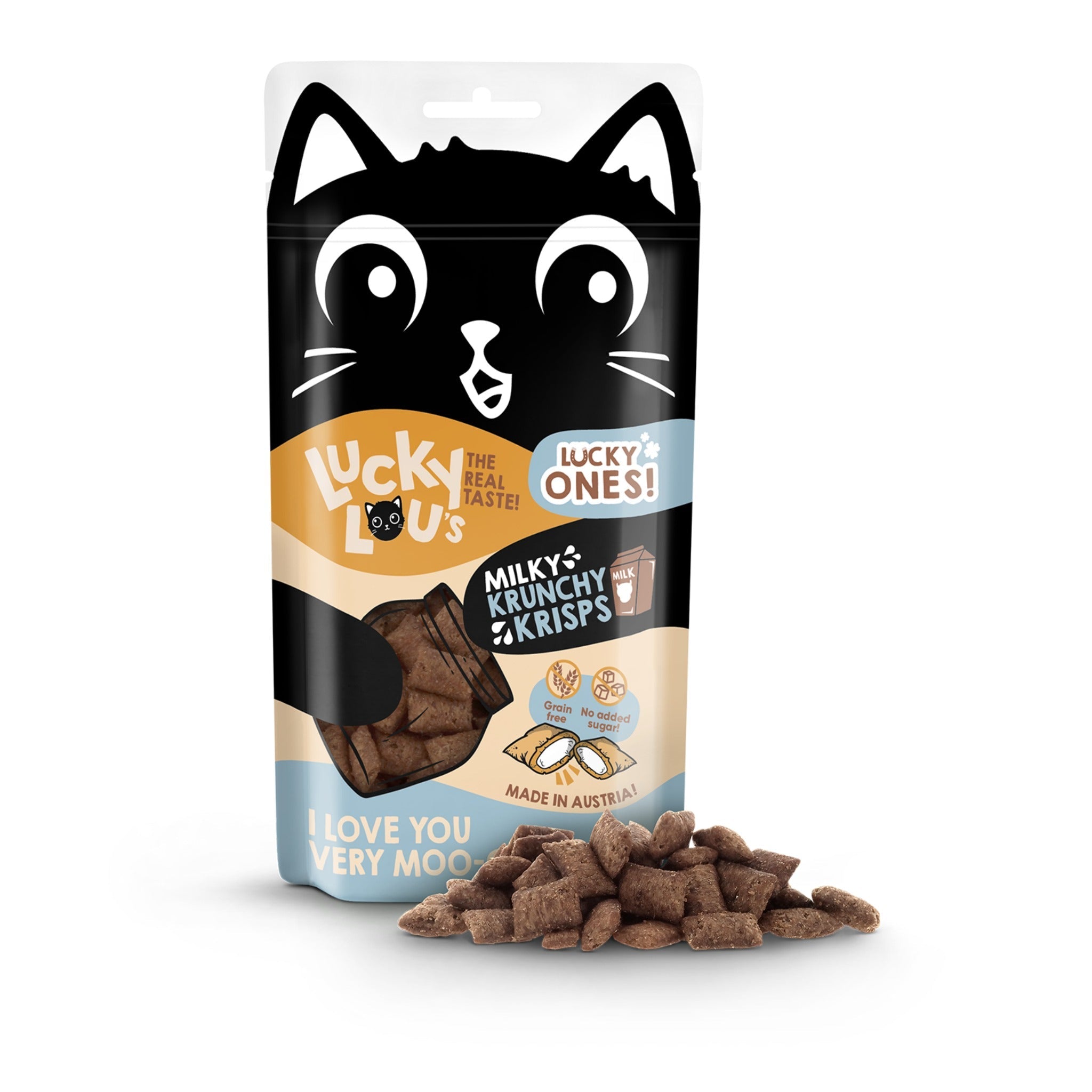 Lucky Lou Lucky Ones Krunchy Krisps Milch, Katzensnack - Woofshack