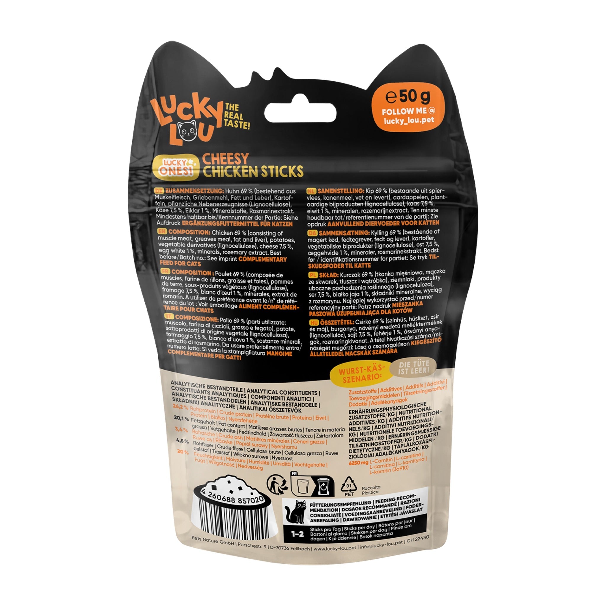 Lucky Lou Lucky Ones Sticks Huhn & Käse, Katzensnack - Woofshack