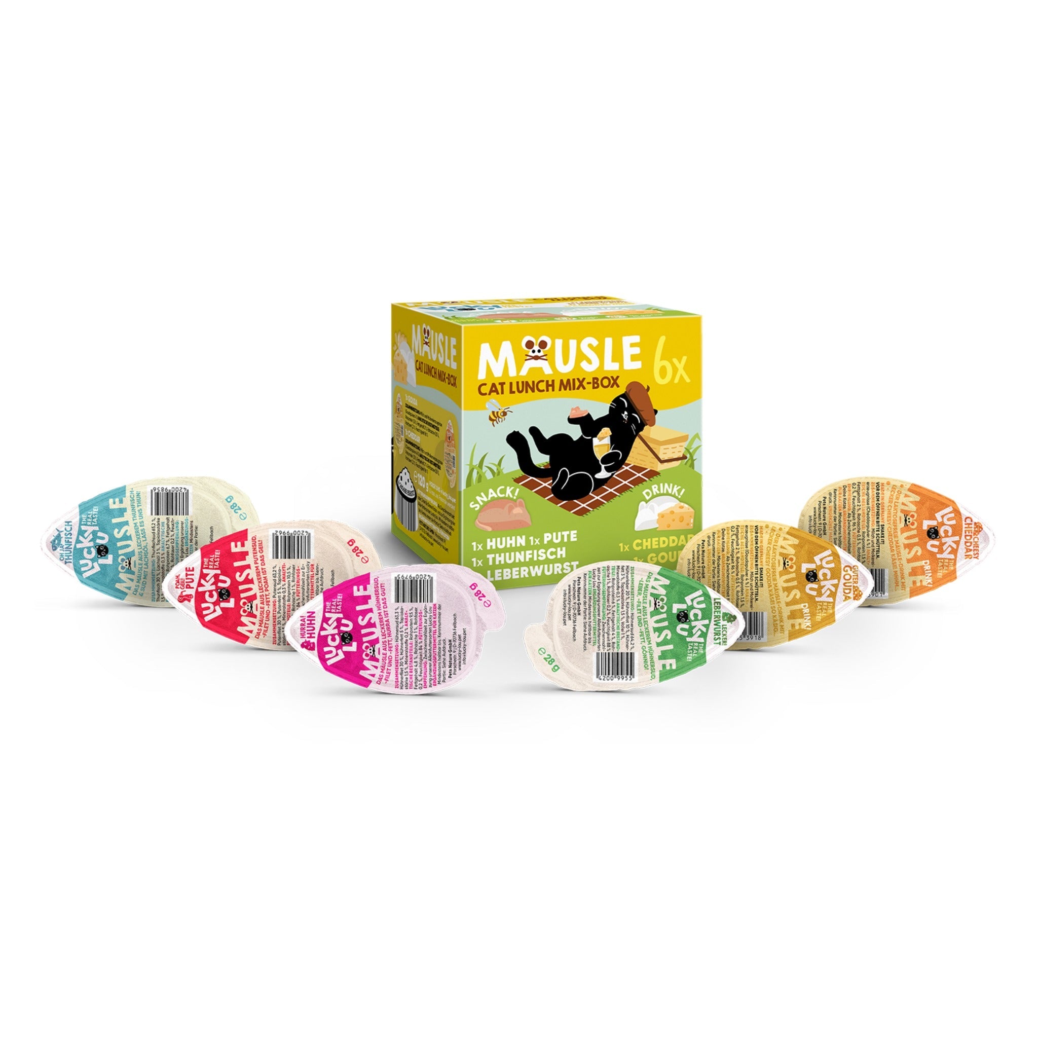 Lucky Lou Mäusle Cat Lunch Mix - Box, Katzensnack - Woofshack