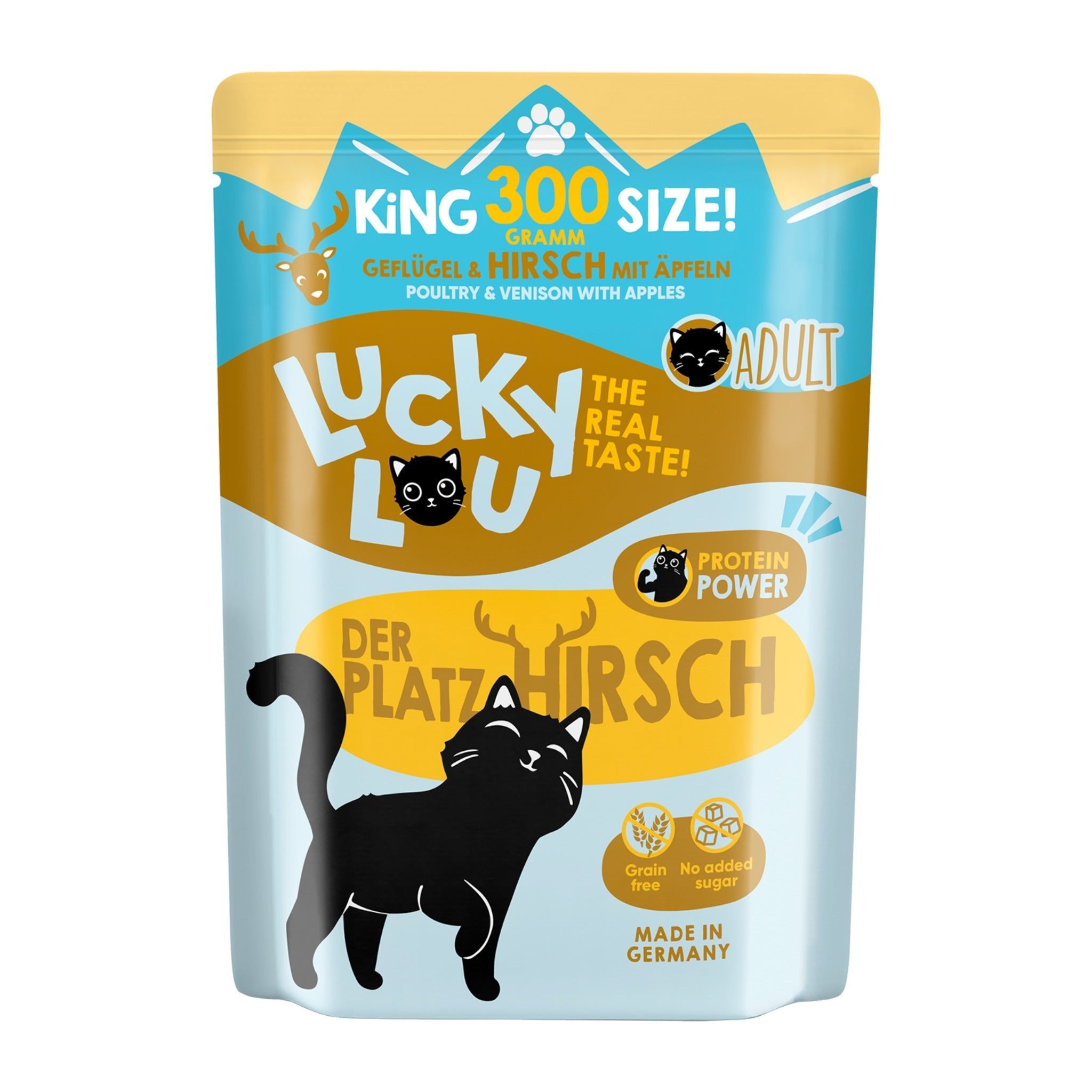 Lucky Lou Pouch Lifestage Adult Geflügel & Hirsch, Katzen Nassfutter - Woofshack