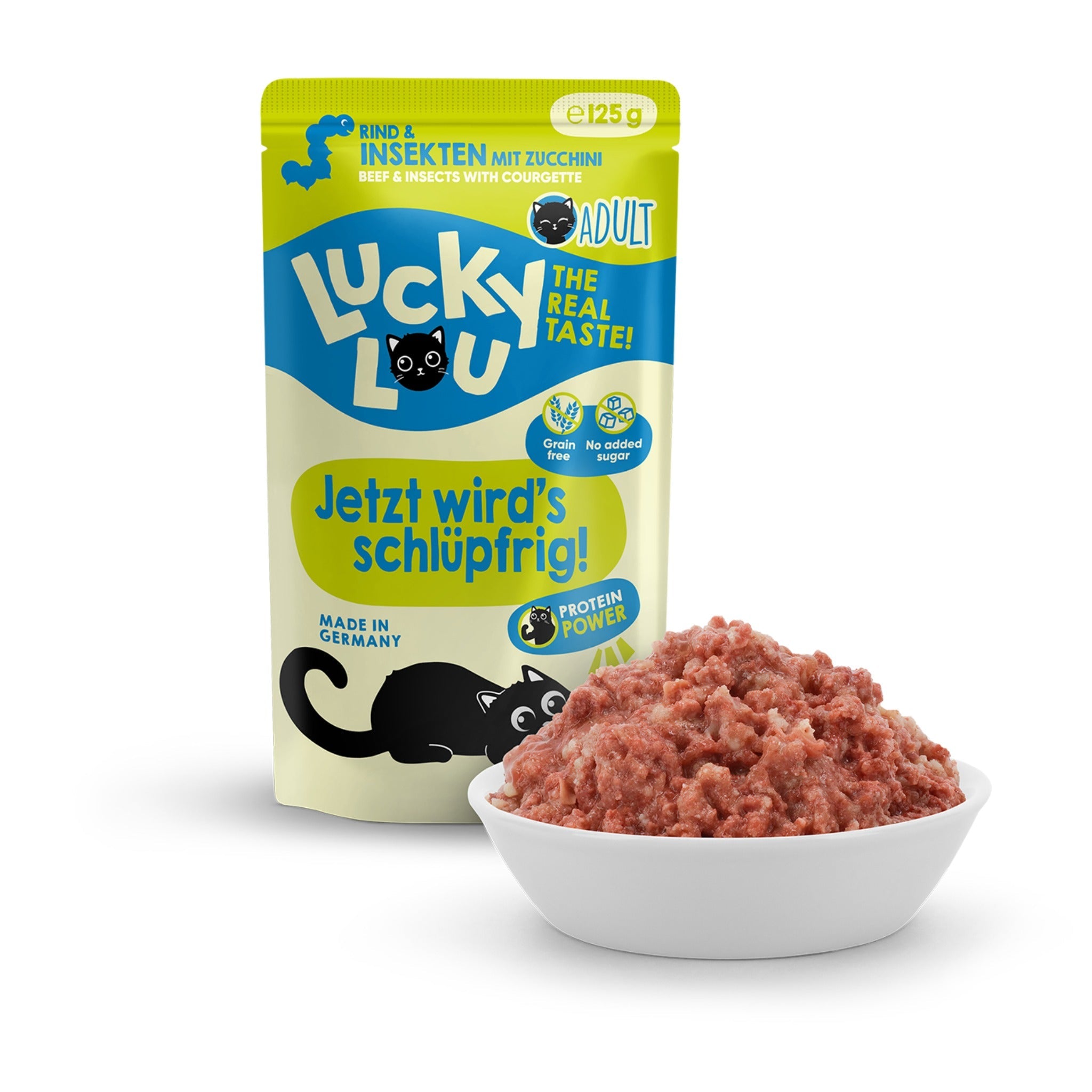 Lucky Lou Pouch Lifestage Adult Rind & Insekt, Katzen Nassfutter - Woofshack