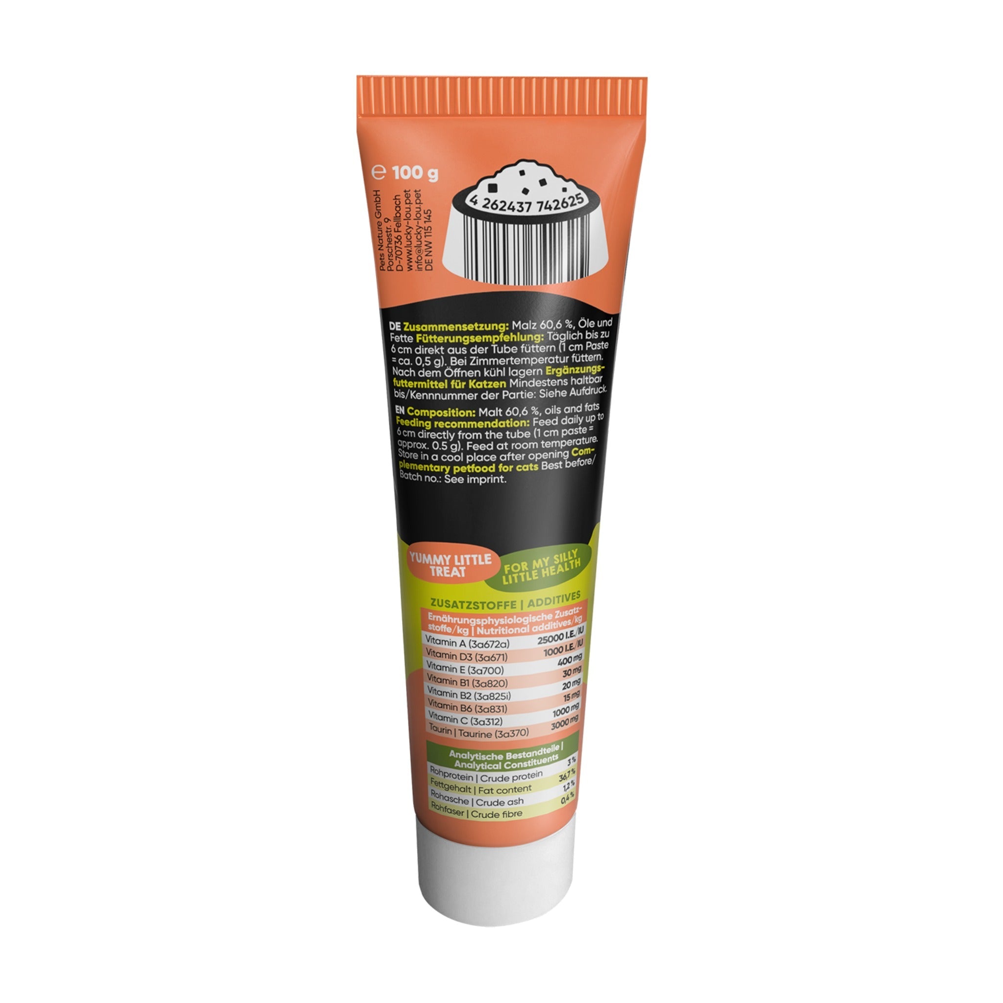 Lucky Lou Tube Quetschkopf Adult Malz & Vitamine, Katzensnack - Woofshack