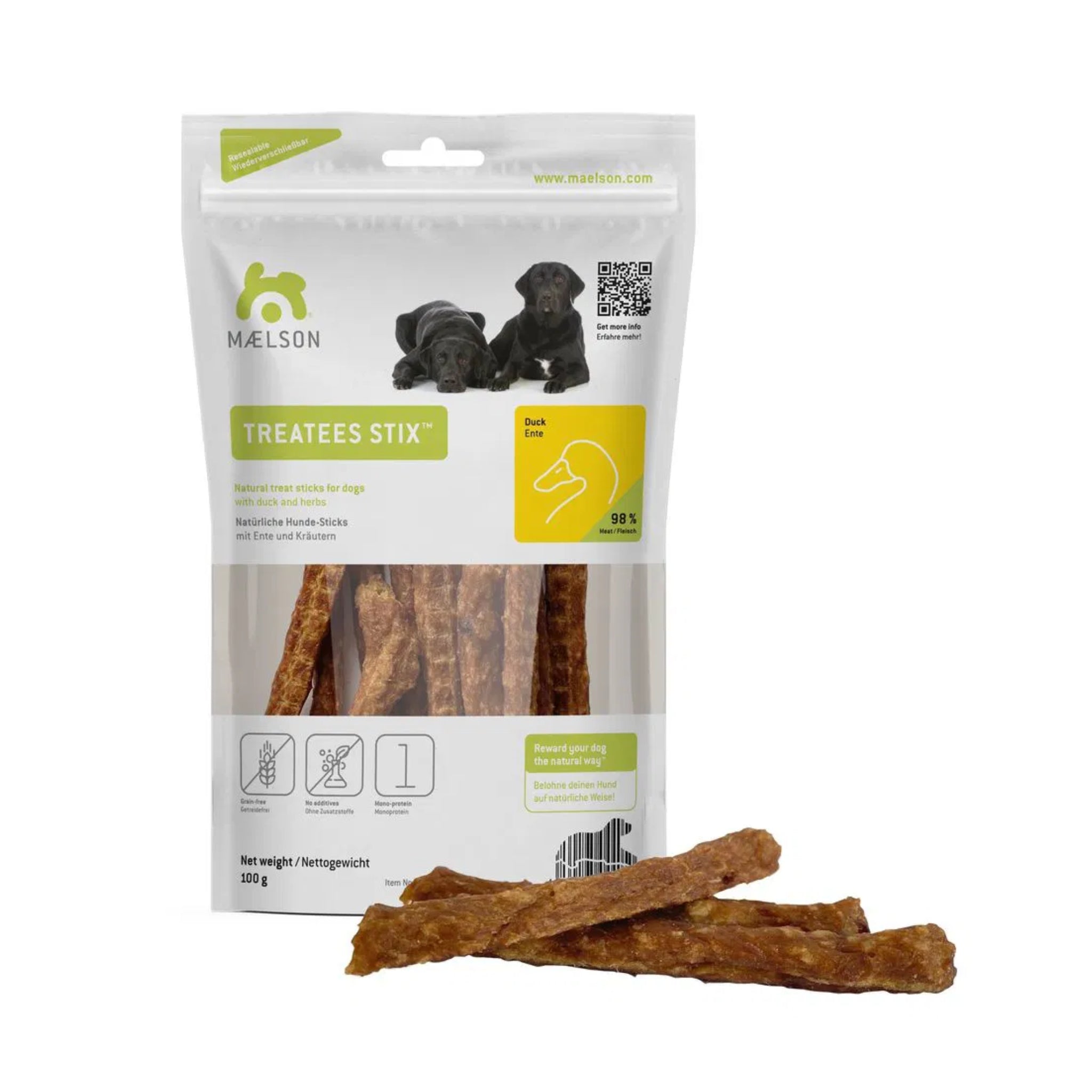 Maelson Treatees Stix Ente – Natürliche Kaustreifen für gesunde Zähne & glückliche Hunde - Woofshack