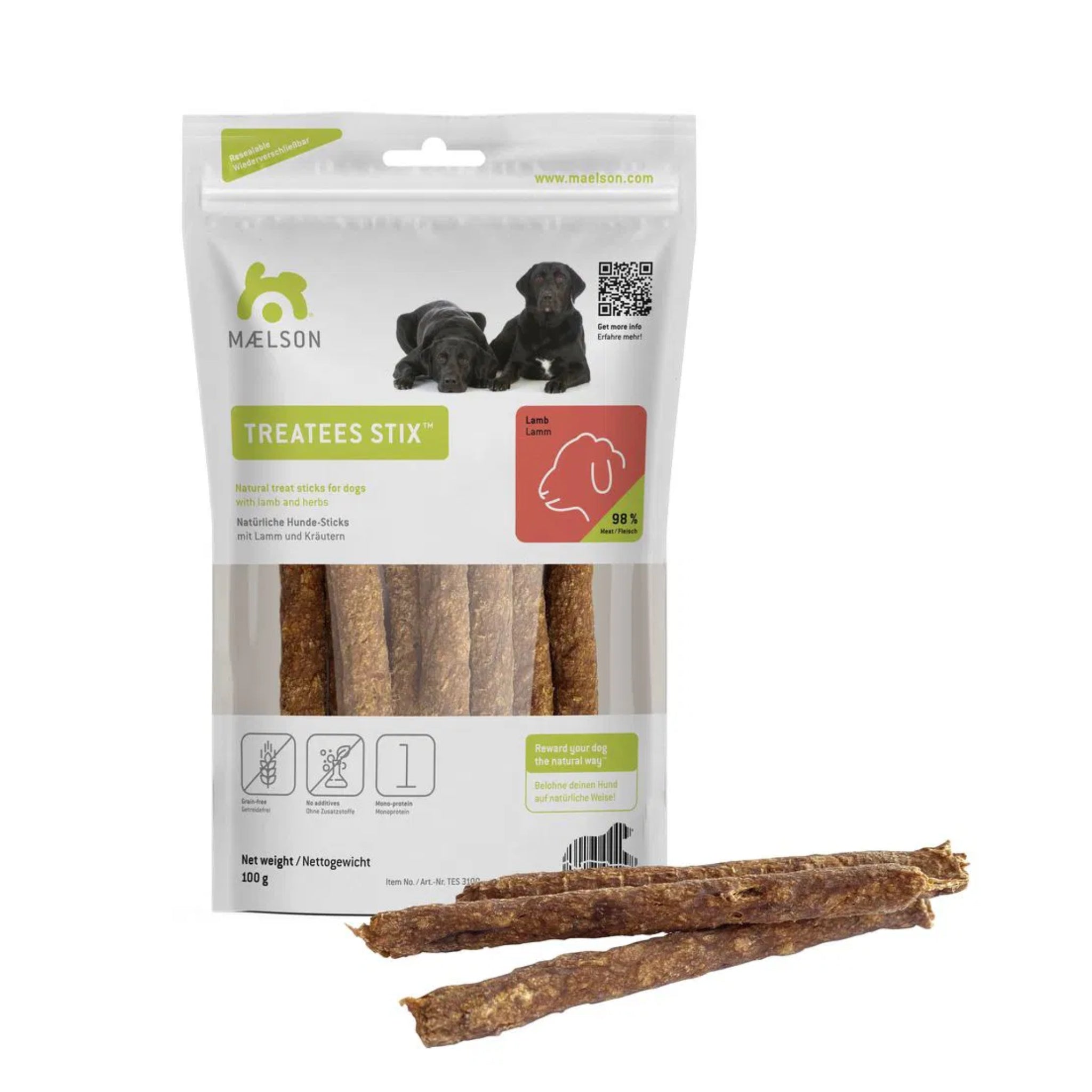 Maelson Treatees Stix Lamm – Natürliche Kaustreifen für gesunde Zähne & glückliche Hunde - Woofshack