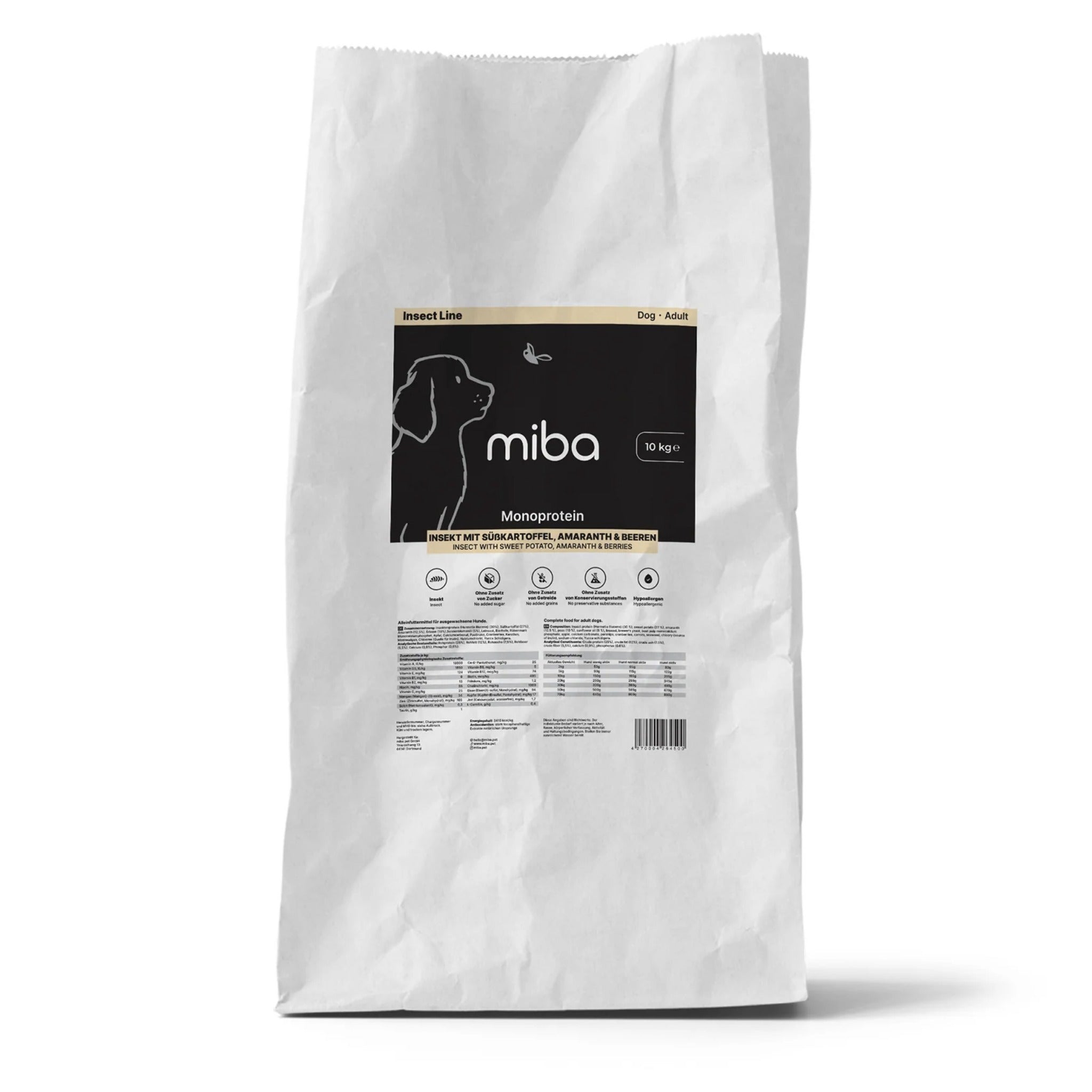 miba Dog Adult Insekt mit Süßkartoffel, Hunde Trockenfutter - Woofshack