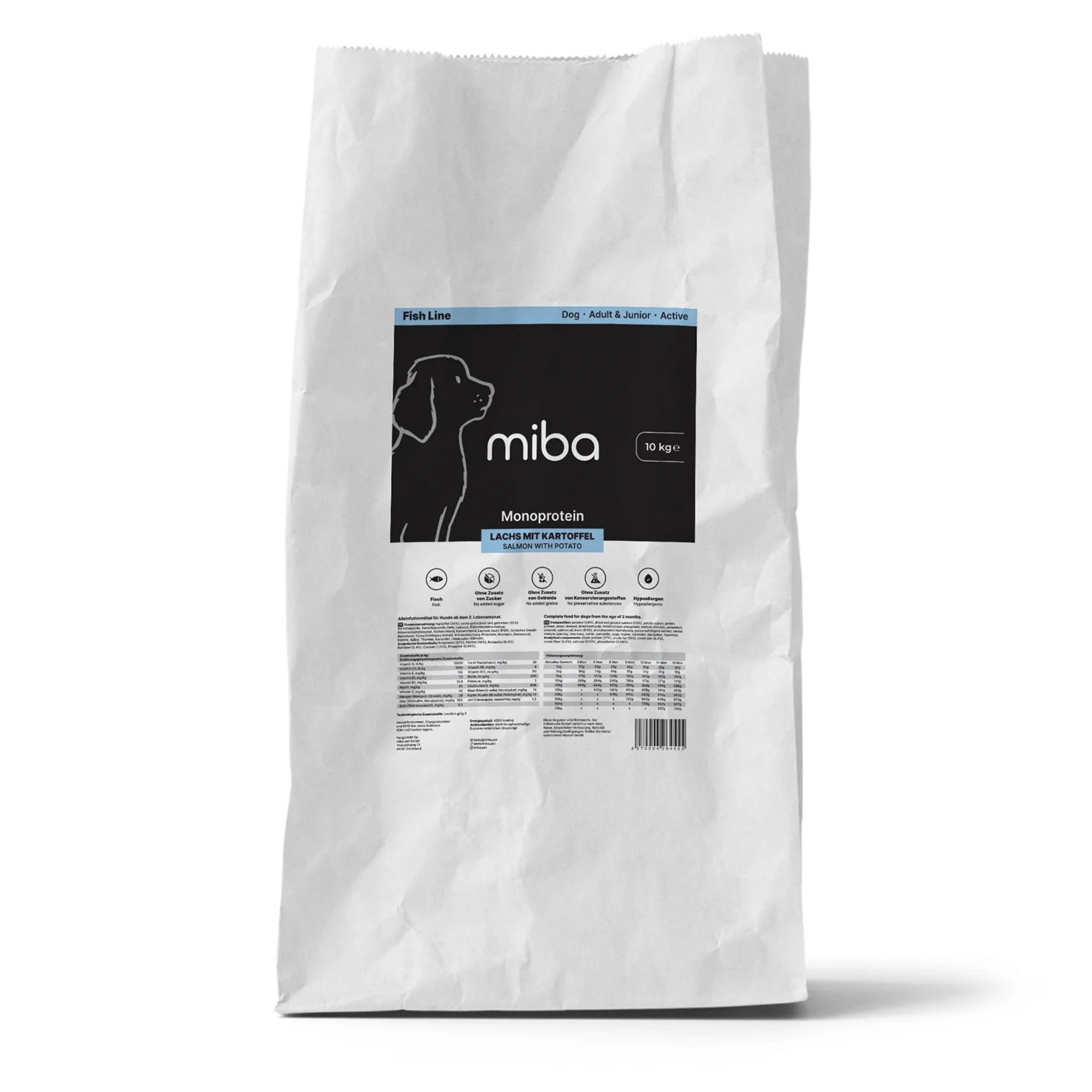 miba Dog Adult & Junior Lachs mit Kartoffel, Hunde Trockenfutter - Woofshack