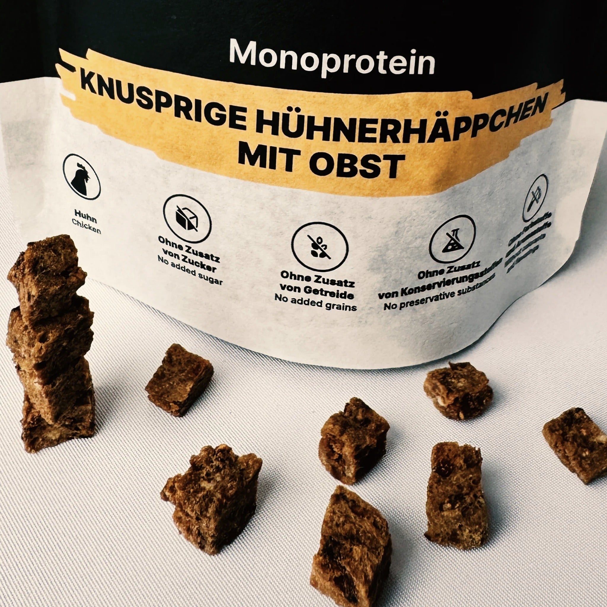 miba Knusprige Hühnerhäppchen mit Obst, Katzensnack - Woofshack