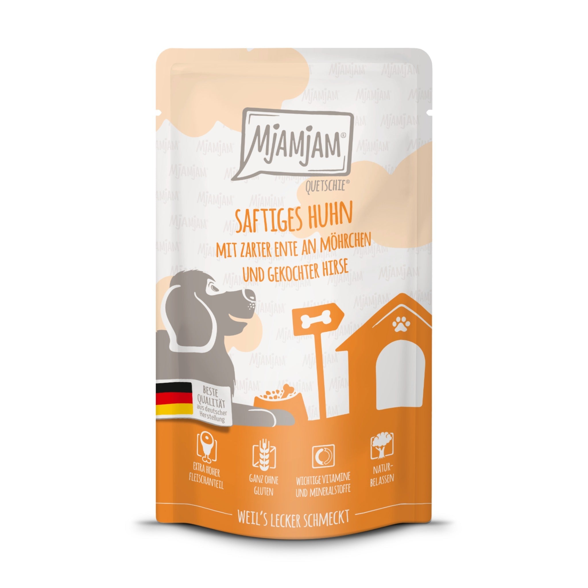 MjAMjAM Quetschie Huhn & Ente - Hunde Nassfutter - Woofshack