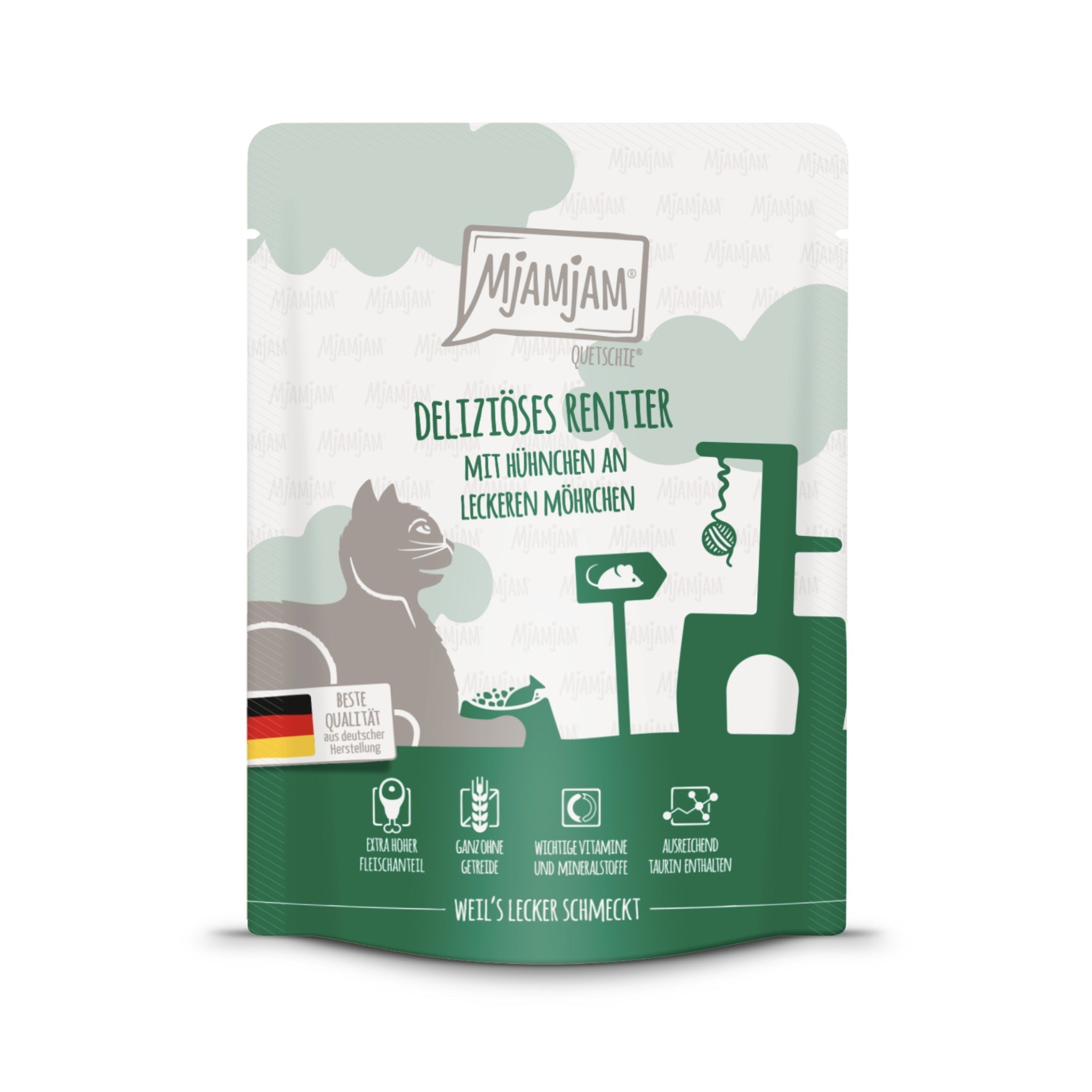 MjAMjAM Quetschie Rentier & Hühnchen - Katzen Nassfutter - Woofshack