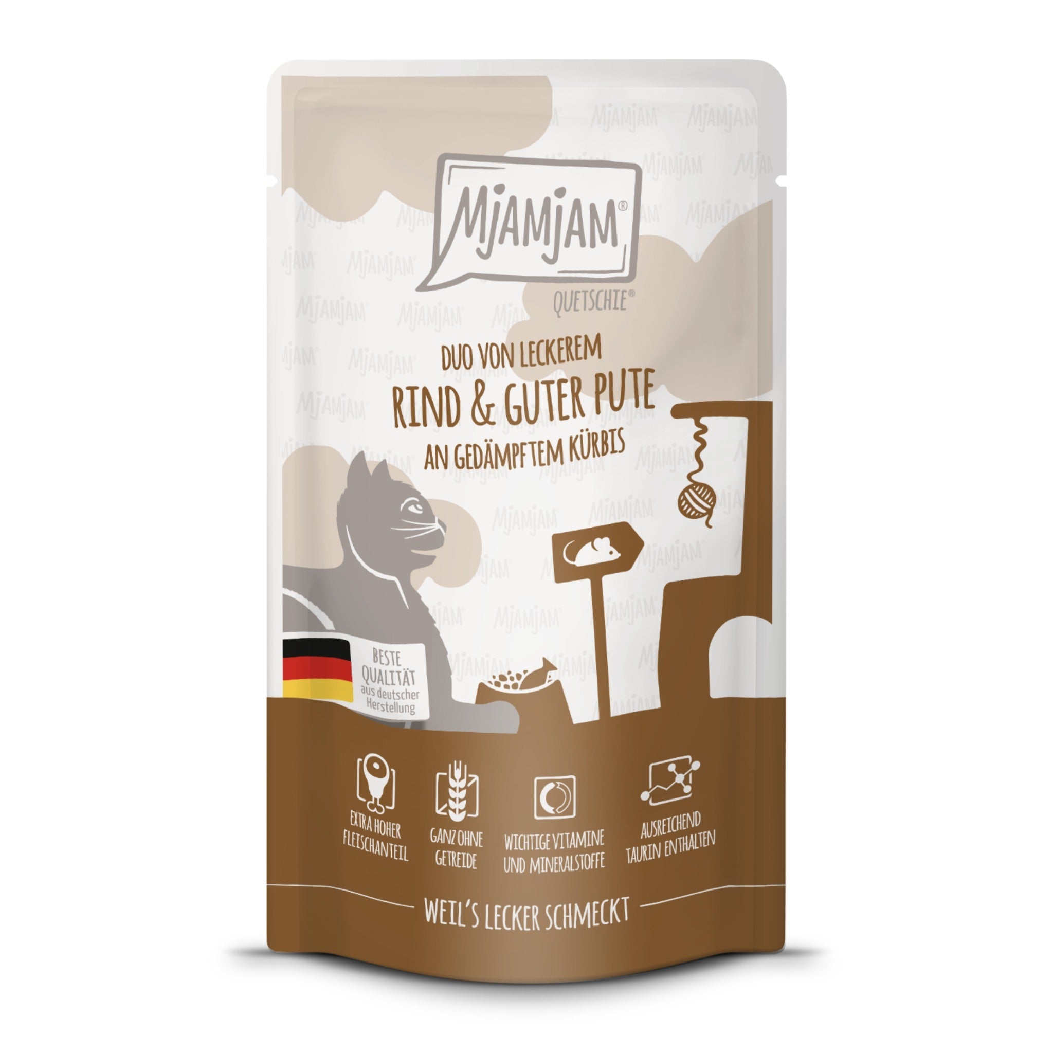 MjAMjAM Quetschie Rind & Pute - Katzen Nassfutter - Woofshack