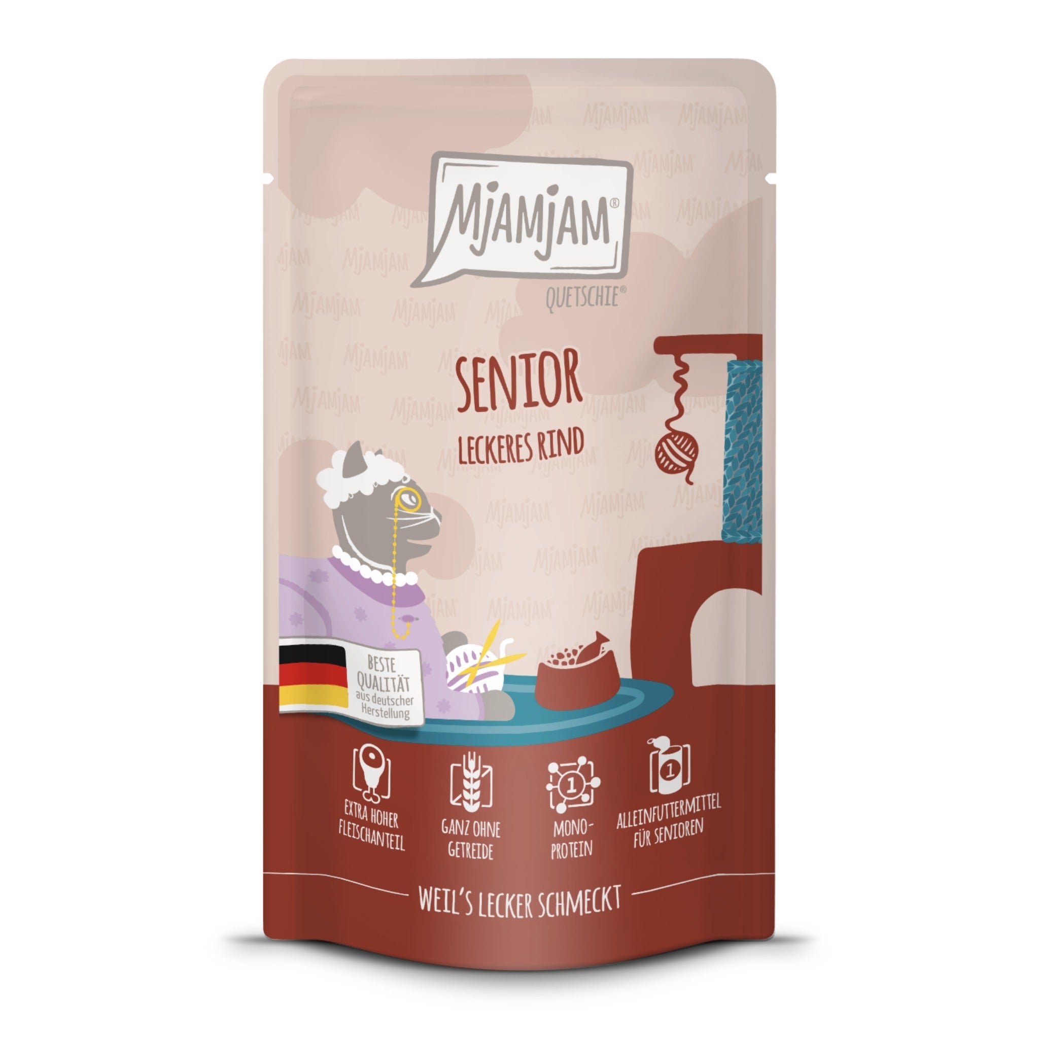 MjAMjAM Quetschie Senior Rind - Katzen Nassfutter - Woofshack