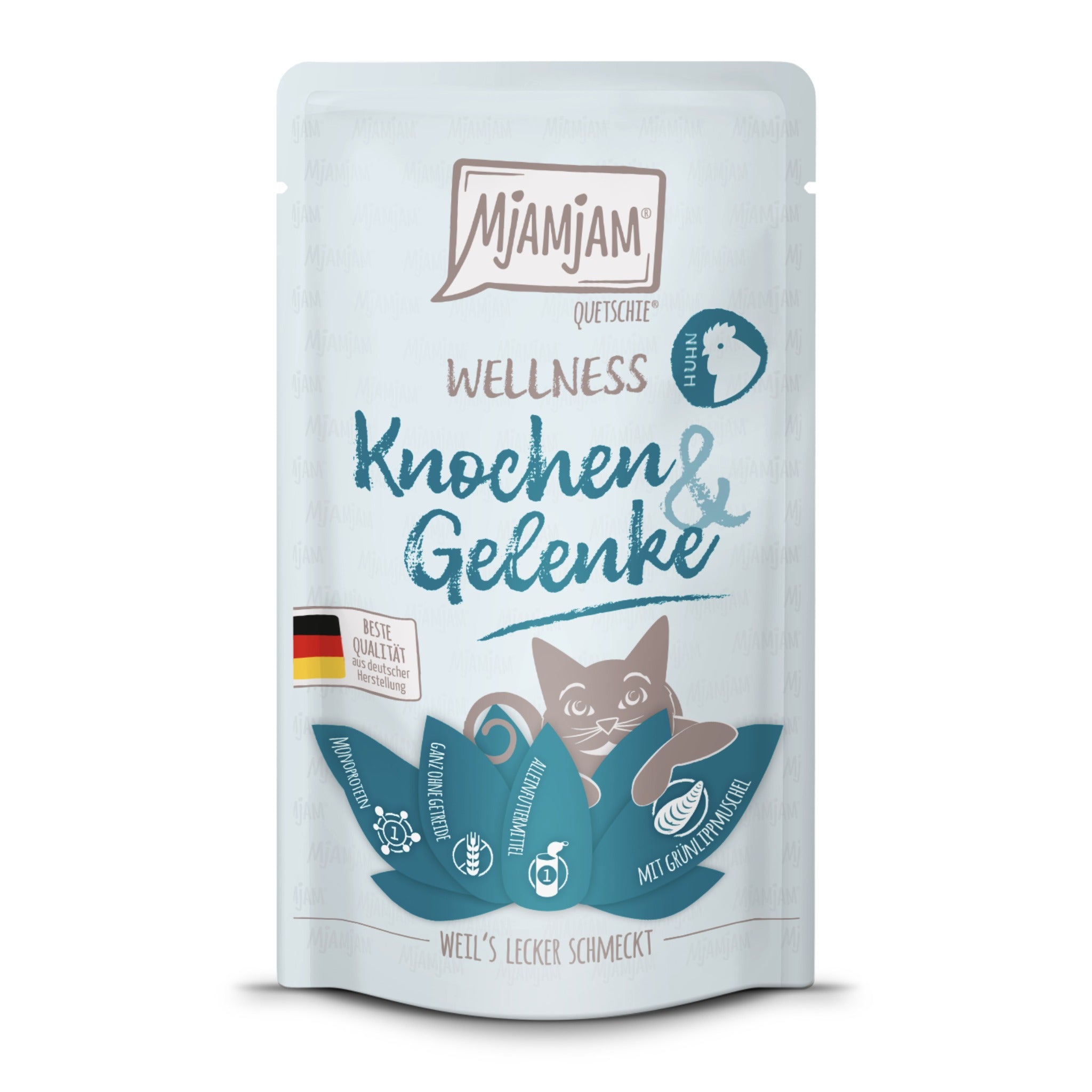 MjAMjAM Quetschie Wellness Knochen & Gelenke Huhn - Katzen Nassfutter - Woofshack