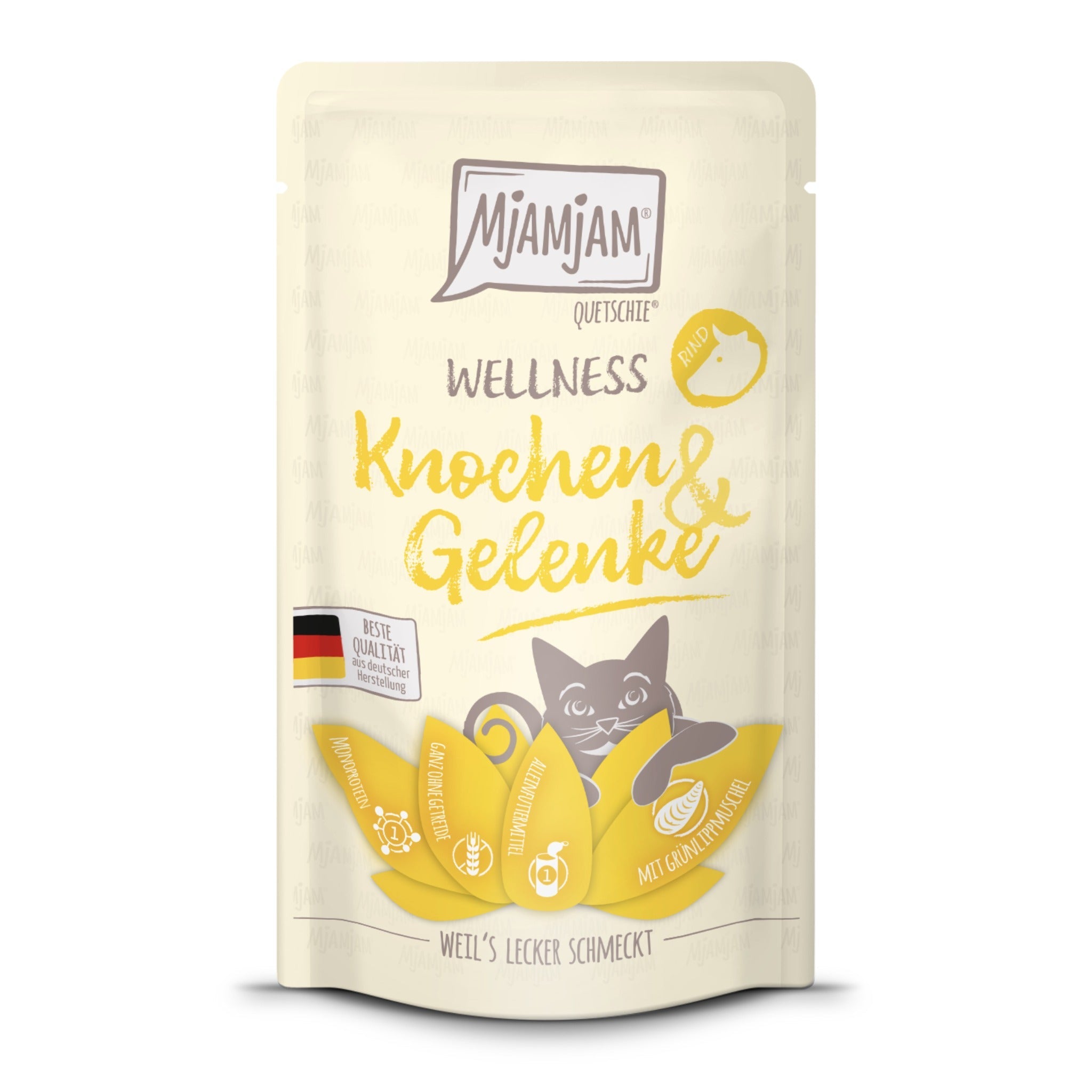 MjAMjAM Quetschie Wellness Knochen & Gelenke Rind - Katzen Nassfutter - Woofshack
