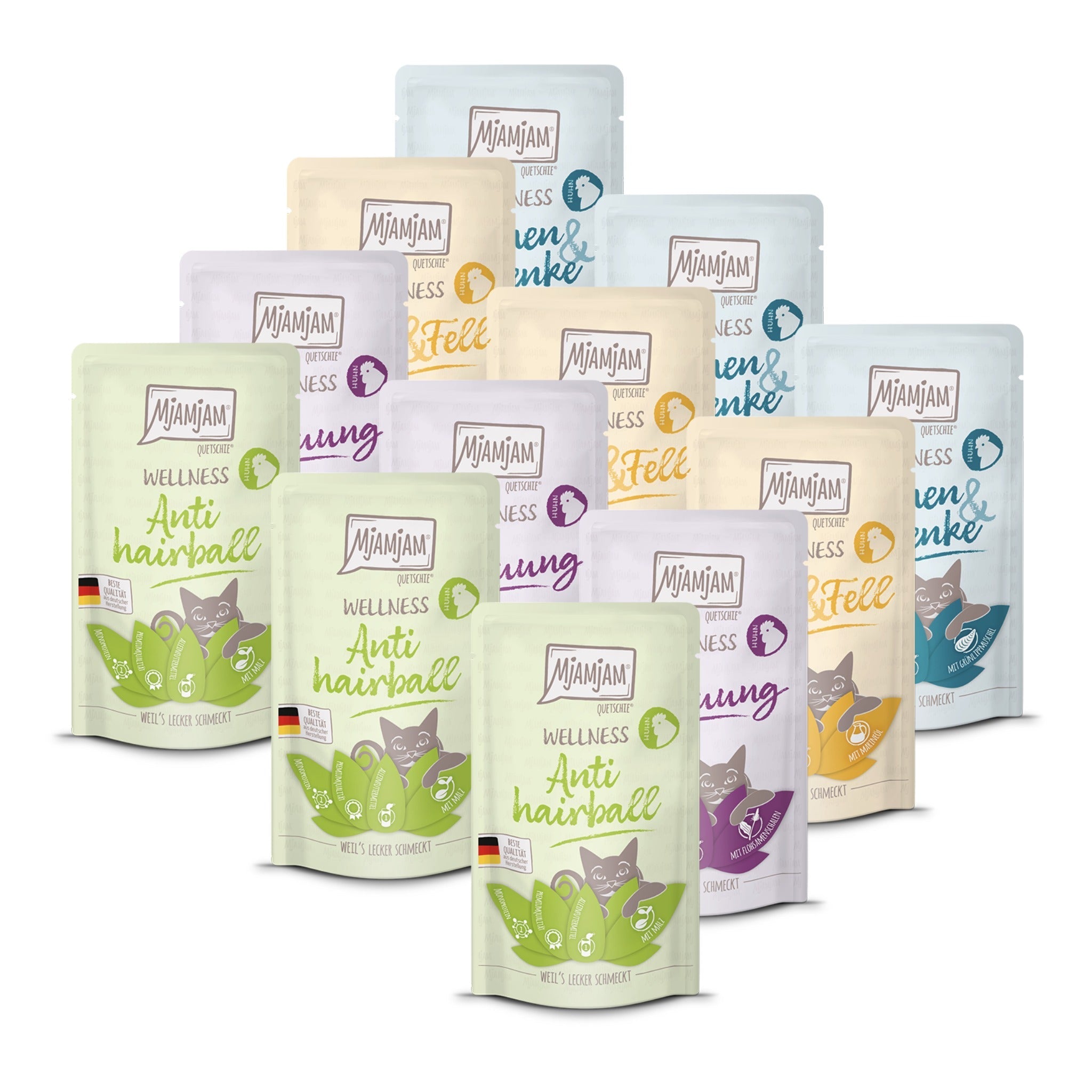 MjAMjAM Quetschie Wellness Wohlfühlpaket Huhn - Katzen Nassfutter - Woofshack