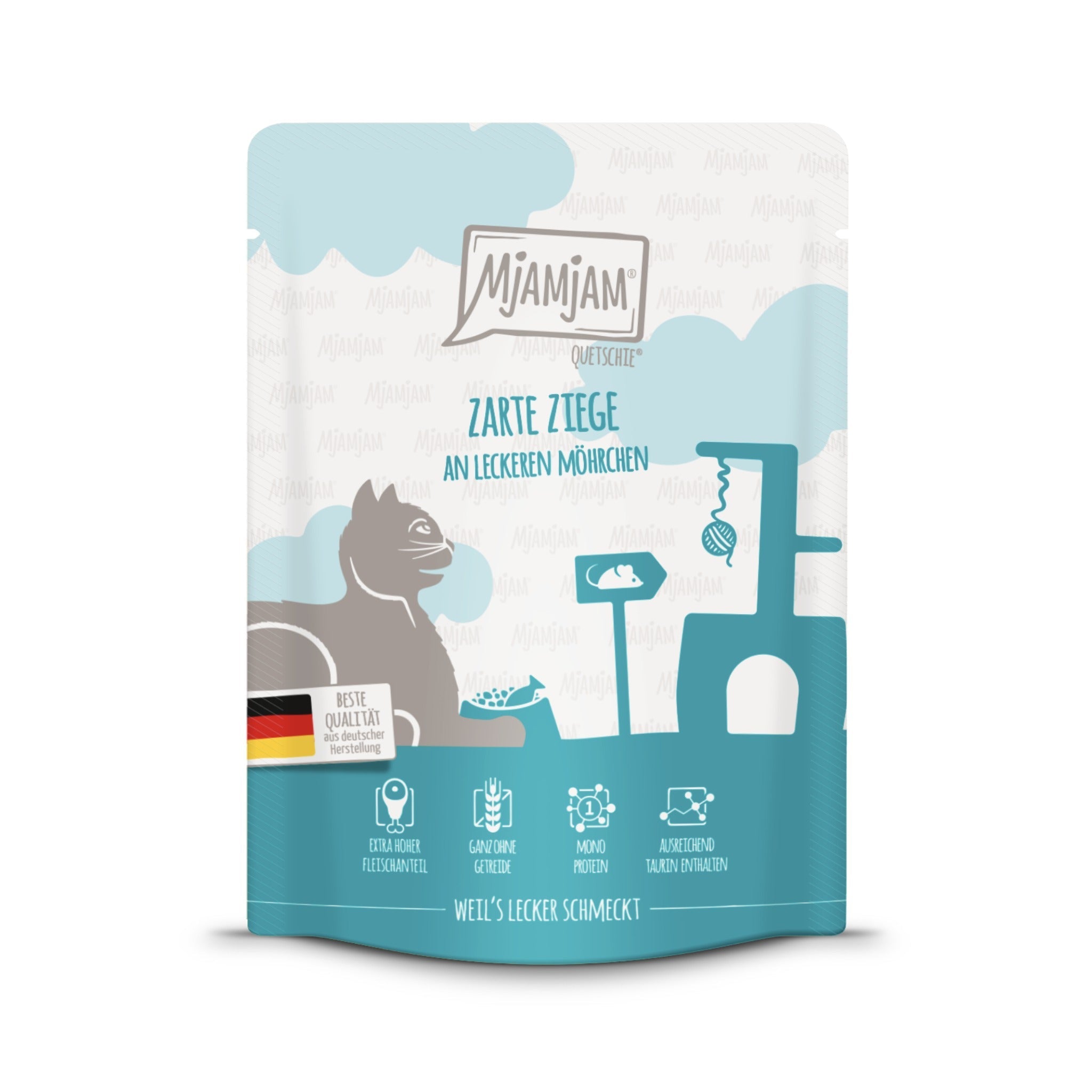 MjAMjAM Quetschie Ziege & Möhrchen - Katzen Nassfutter - Woofshack