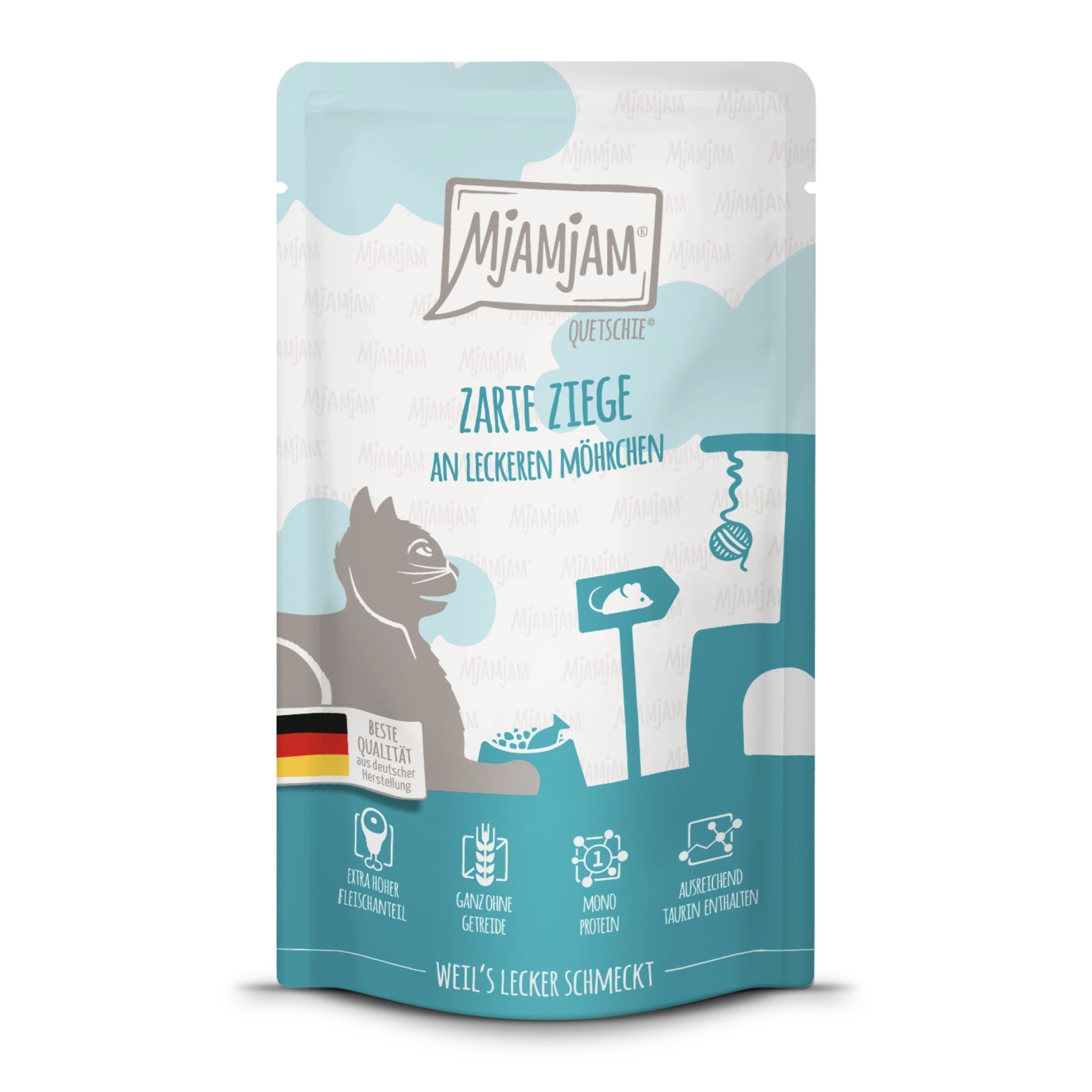 MjAMjAM Quetschie Ziege & Möhrchen - Katzen Nassfutter - Woofshack