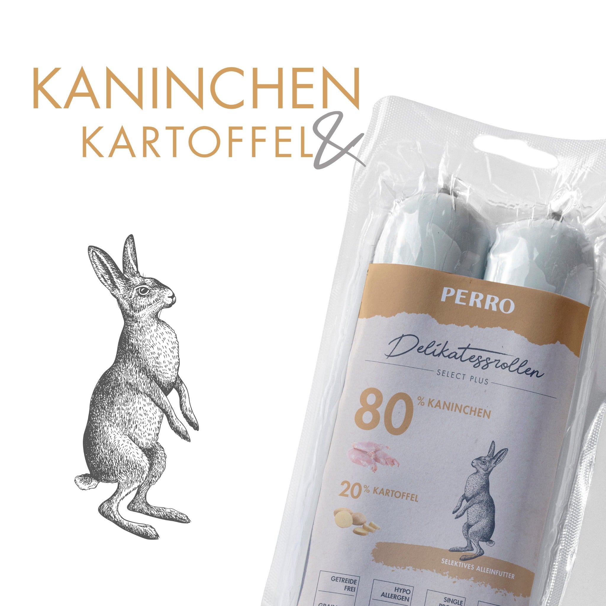 Perro Delikatessrolle No.1 Kaninchen & Kartoffel - Hundewurst - Woofshack