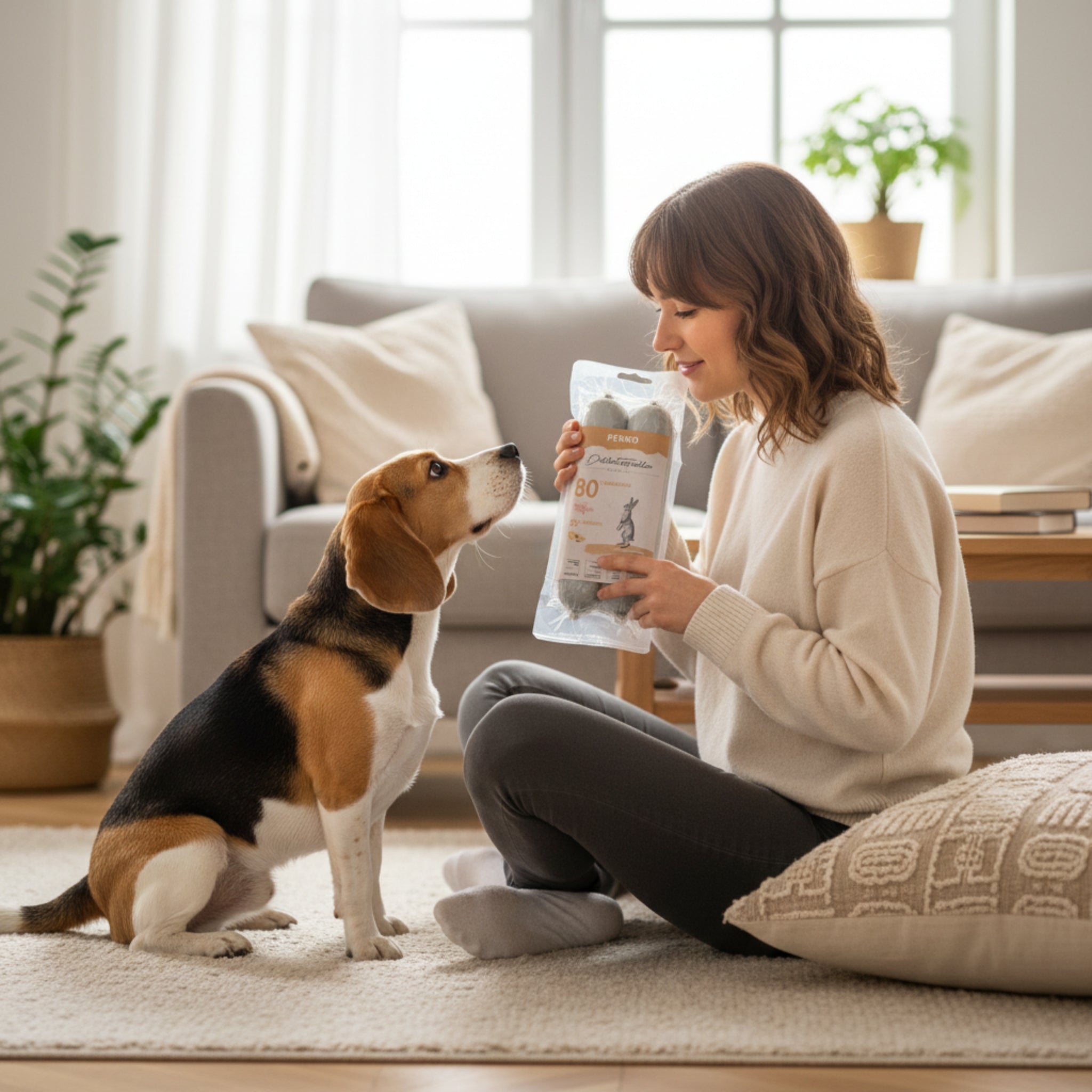 Perro Delikatessrolle No.1 Kaninchen & Kartoffel – Premium Hundewurst mit 80% Frischfleisch, getreidefrei & hypoallergen für sensible Hunde - Woofshack