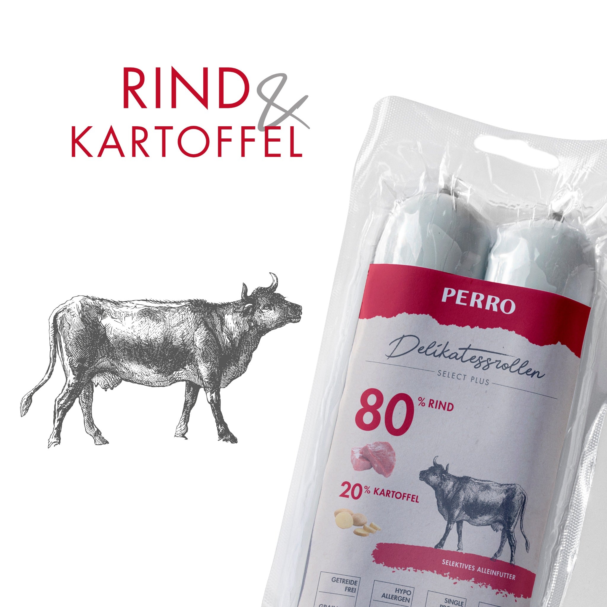 Perro Delikatessrolle No.1 Rind & Kartoffel - Hundewurst - Woofshack