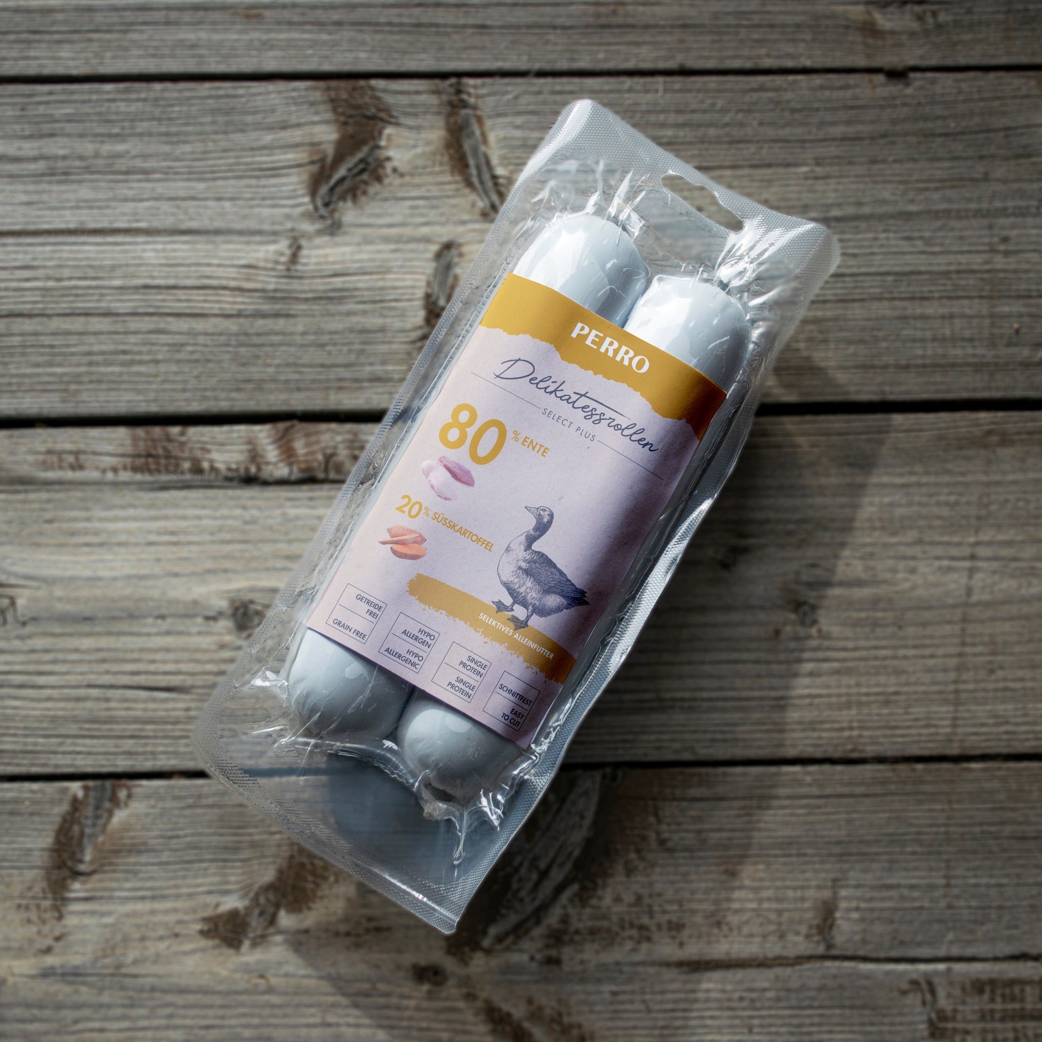 Perro Delikatessrolle No.3 Ente & Süßkartoffel - Hundewurst - Woofshack