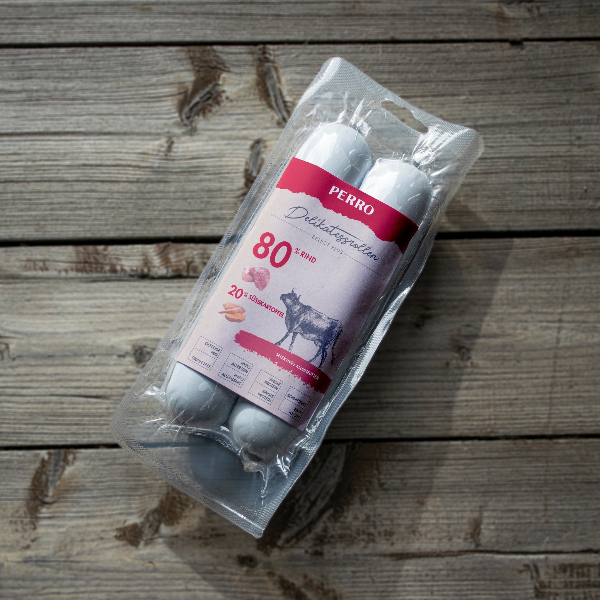 Perro Delikatessrolle No.3 Rind & Süßkartoffel - Hundewurst - Woofshack