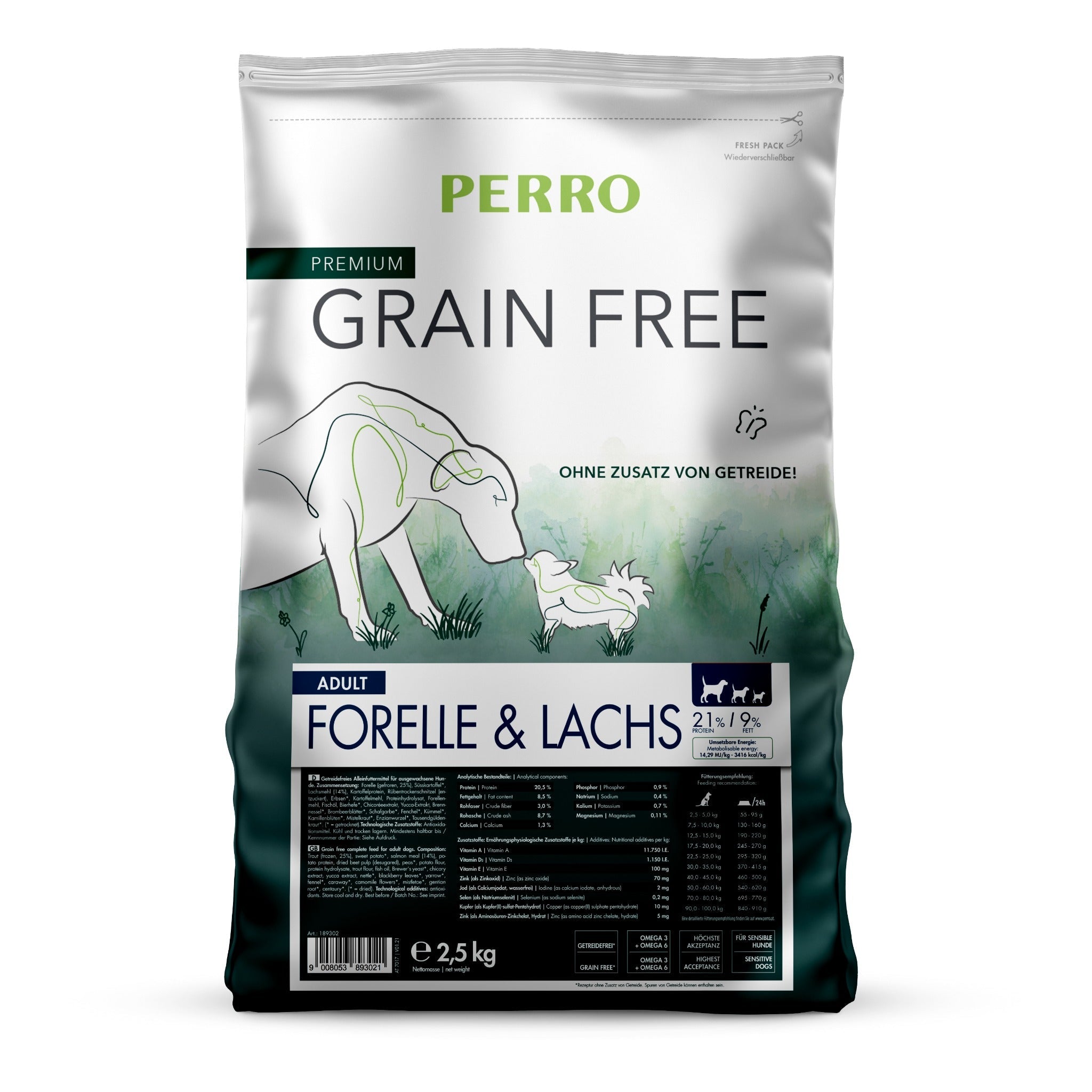 Perro Grain Free Adult Forelle & Lachs - Hunde Trockenfutter - Woofshack