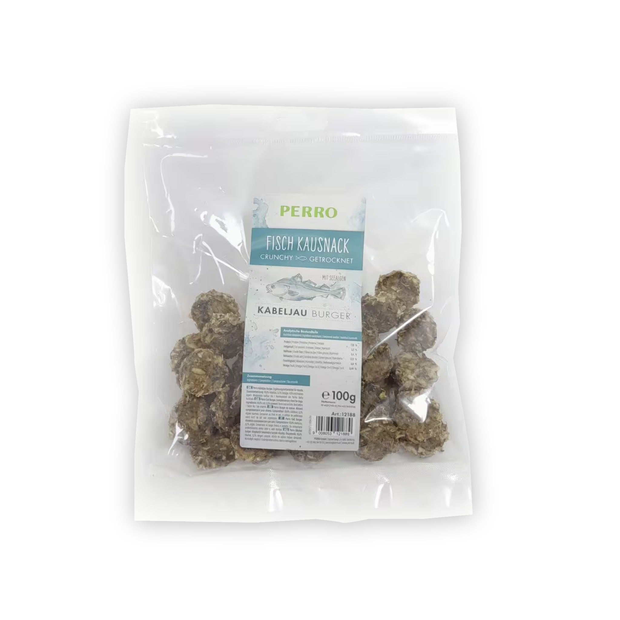 Perro Kabeljau Burger, Fisch Kausnack - Woofshack