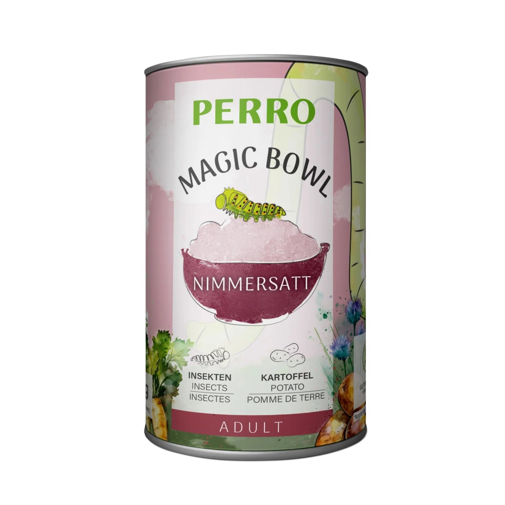 PERRO Magic Bowl Nimmersatt – Insekten, Kartoffel & Pastinake | Getreidefrei & Hypoallergen | Premium Nassfutter für ausgewachsene Hunde - Woofshack