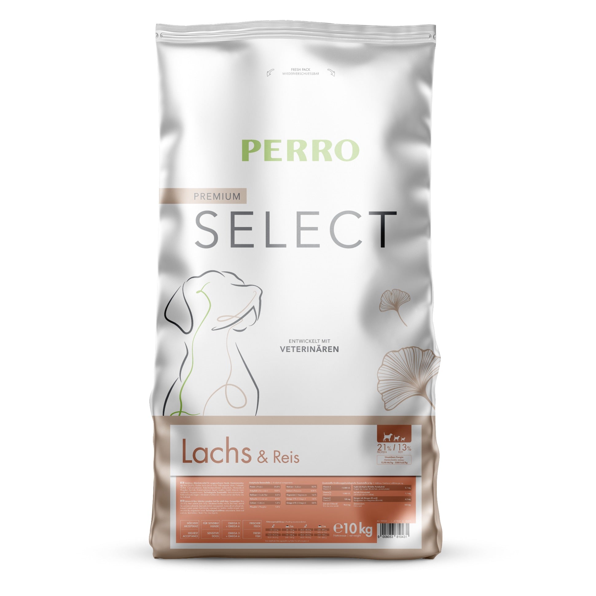 Perro Select Lachs & Reis – Premium Trockenfutter für sensible Hunde mit hypoallergener Rezeptur, leicht verdaulich für glänzendes Fell und starke Muskeln