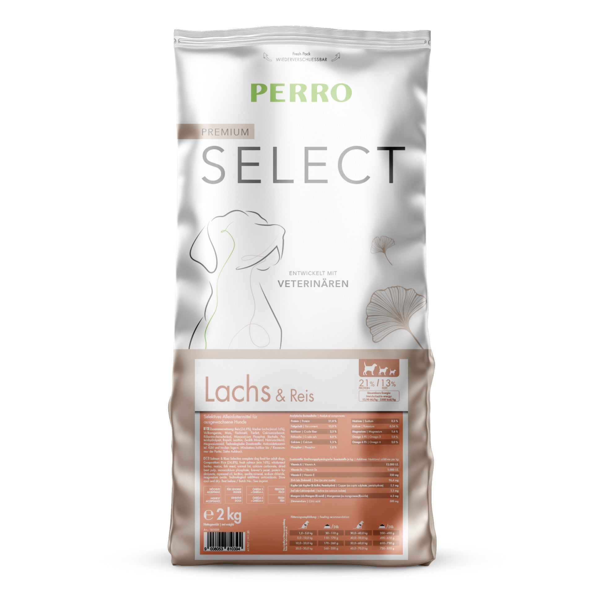 Perro Select Lachs & Reis – Premium Trockenfutter für sensible Hunde mit hypoallergener Rezeptur, leicht verdaulich für glänzendes Fell und starke Muskeln