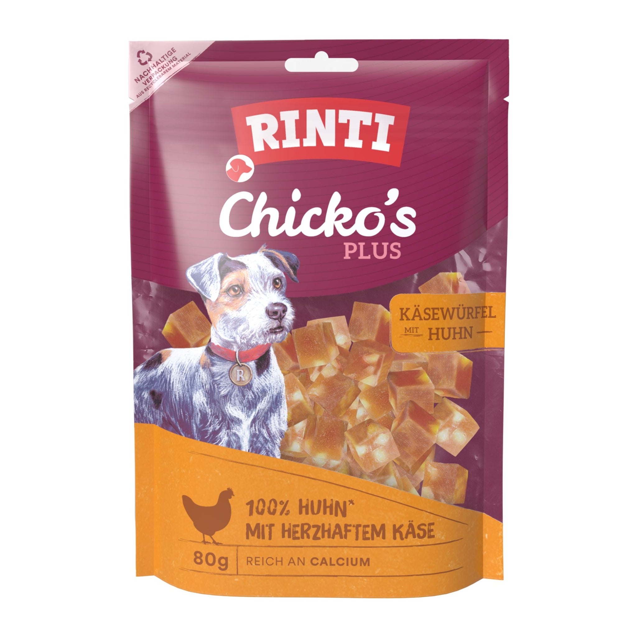 Rinti Chicko Plus Käsewürfel mit Huhn, Hundesnack - Woofshack
