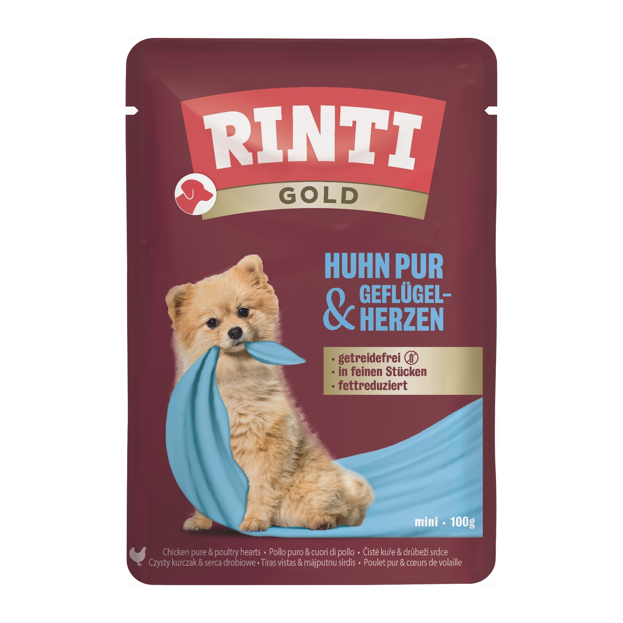 RINTI Gold Pouch Huhn Pur & Geflügelherzen - Hunde Nassfutter - Woofshack