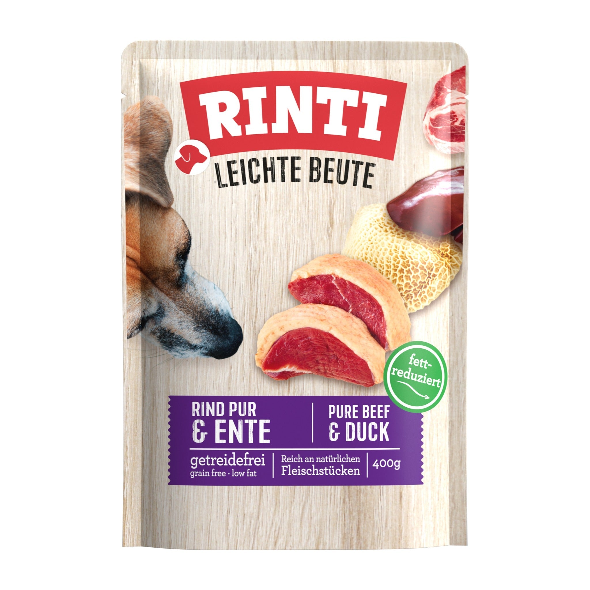 RINTI Pouch Leichte Beute Rind Pur & Ente - Hunde Nassfutter - Woofshack