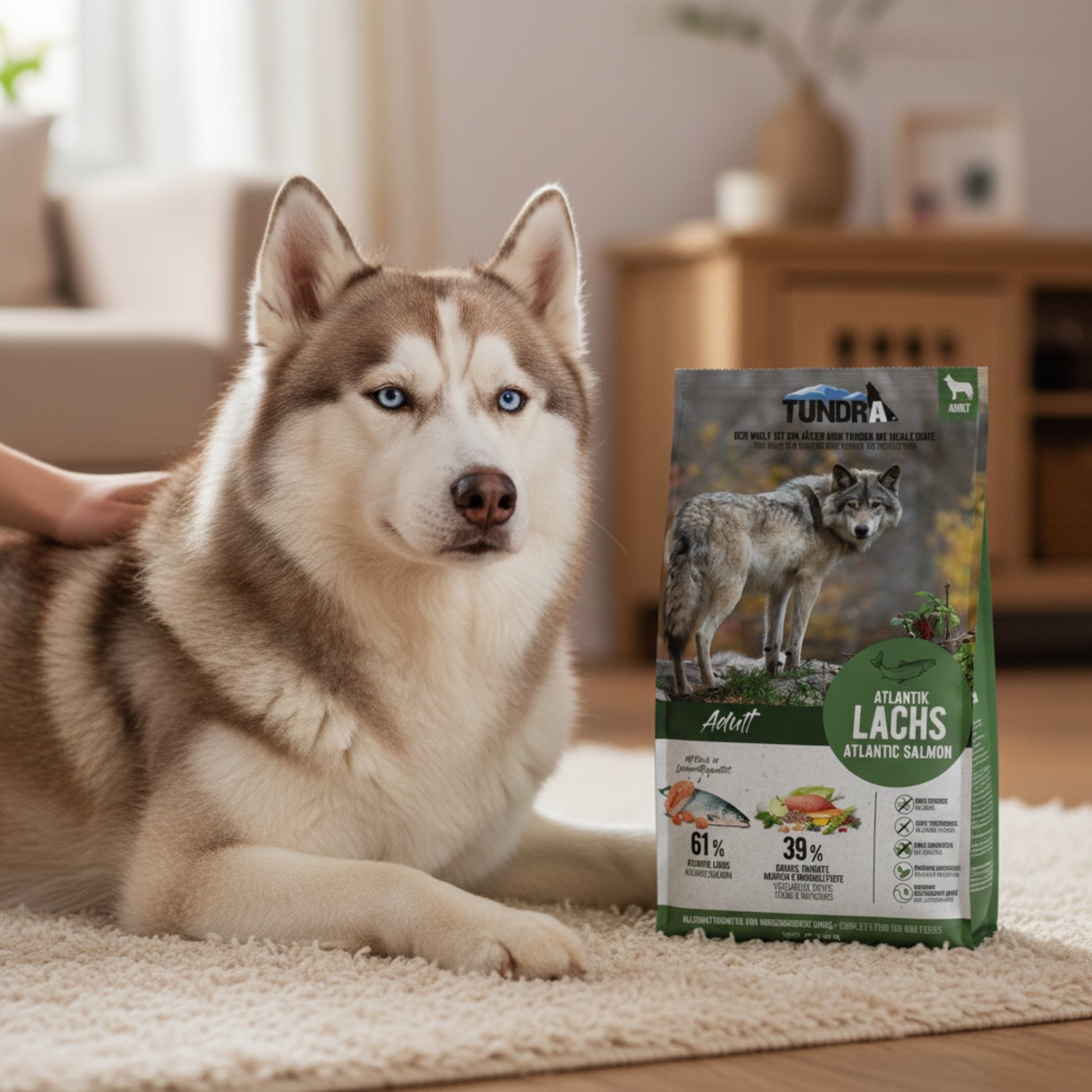Tundra Dog Adult Atlantik Lachs - Getreidefreies Trockenfutter für gesundes Fell & Vitalität - Woofshack