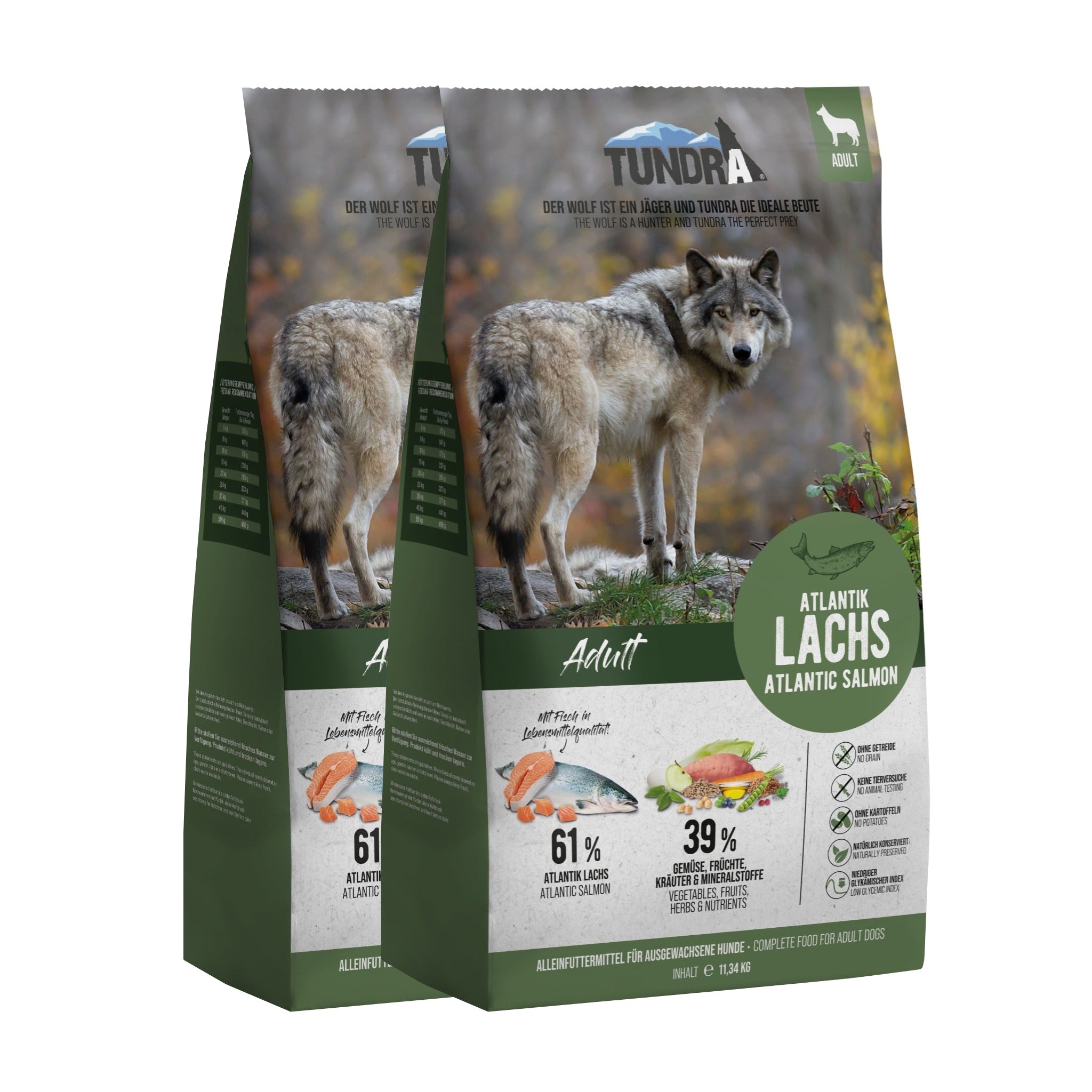 Tundra Dog Adult Atlantik Lachs - Getreidefreies Trockenfutter für gesundes Fell & Vitalität - Woofshack