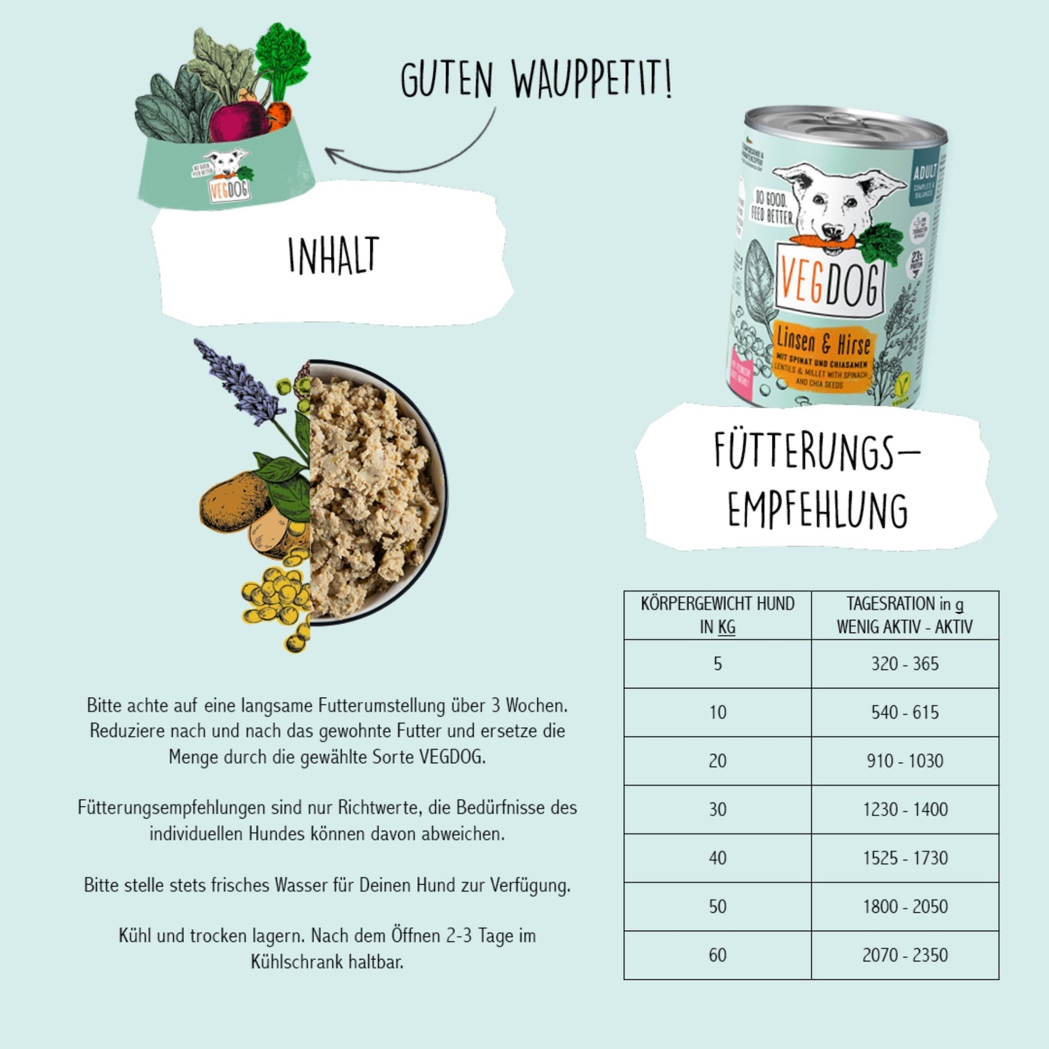VEGDOG Adult Linsen & Hirse, Veganes Hunde Nassfutter - Woofshack