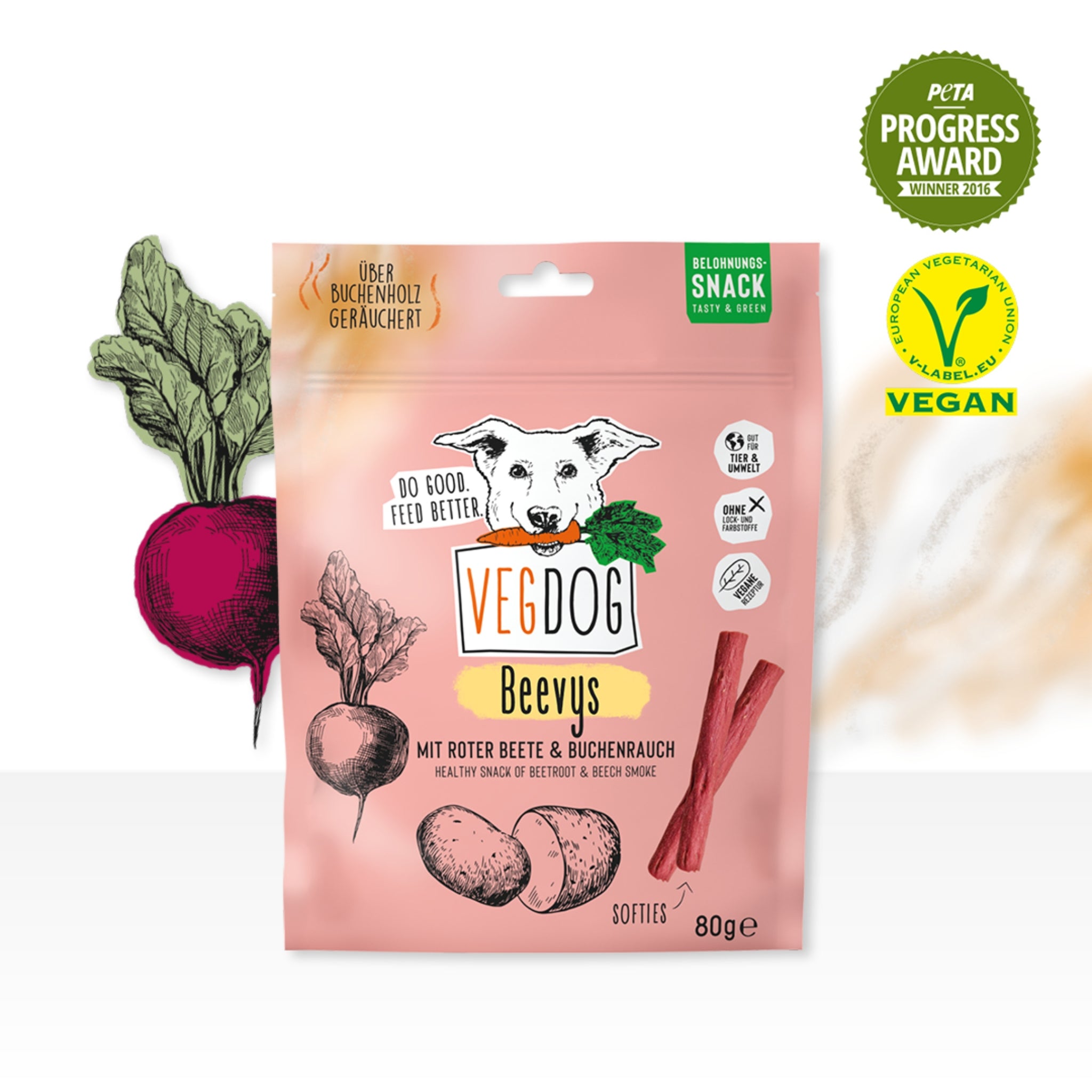 VEGDOG Beevys Vegane Kausticks, Hundesnack