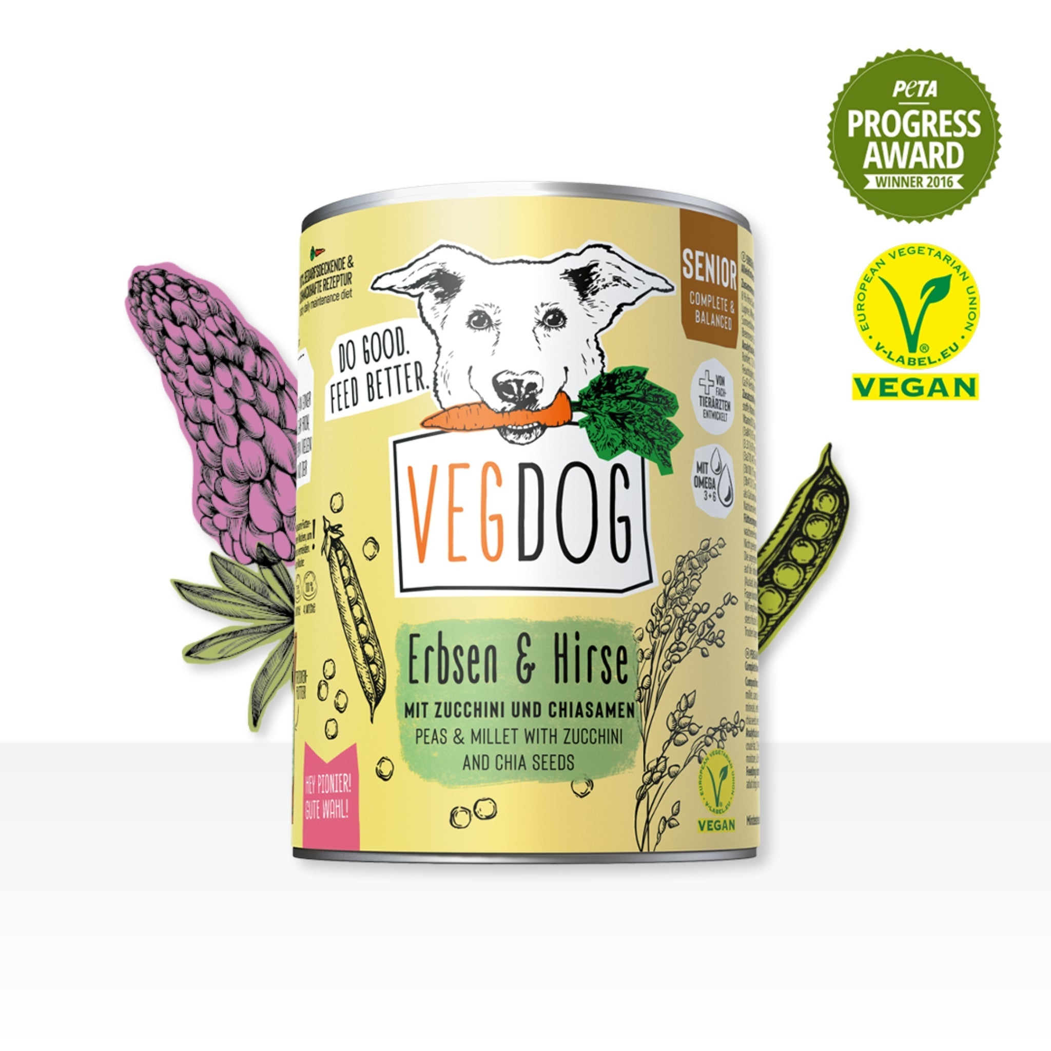 VEGDOG Senior Erbsen & Hirse, Veganes Hunde Nassfutter - Woofshack