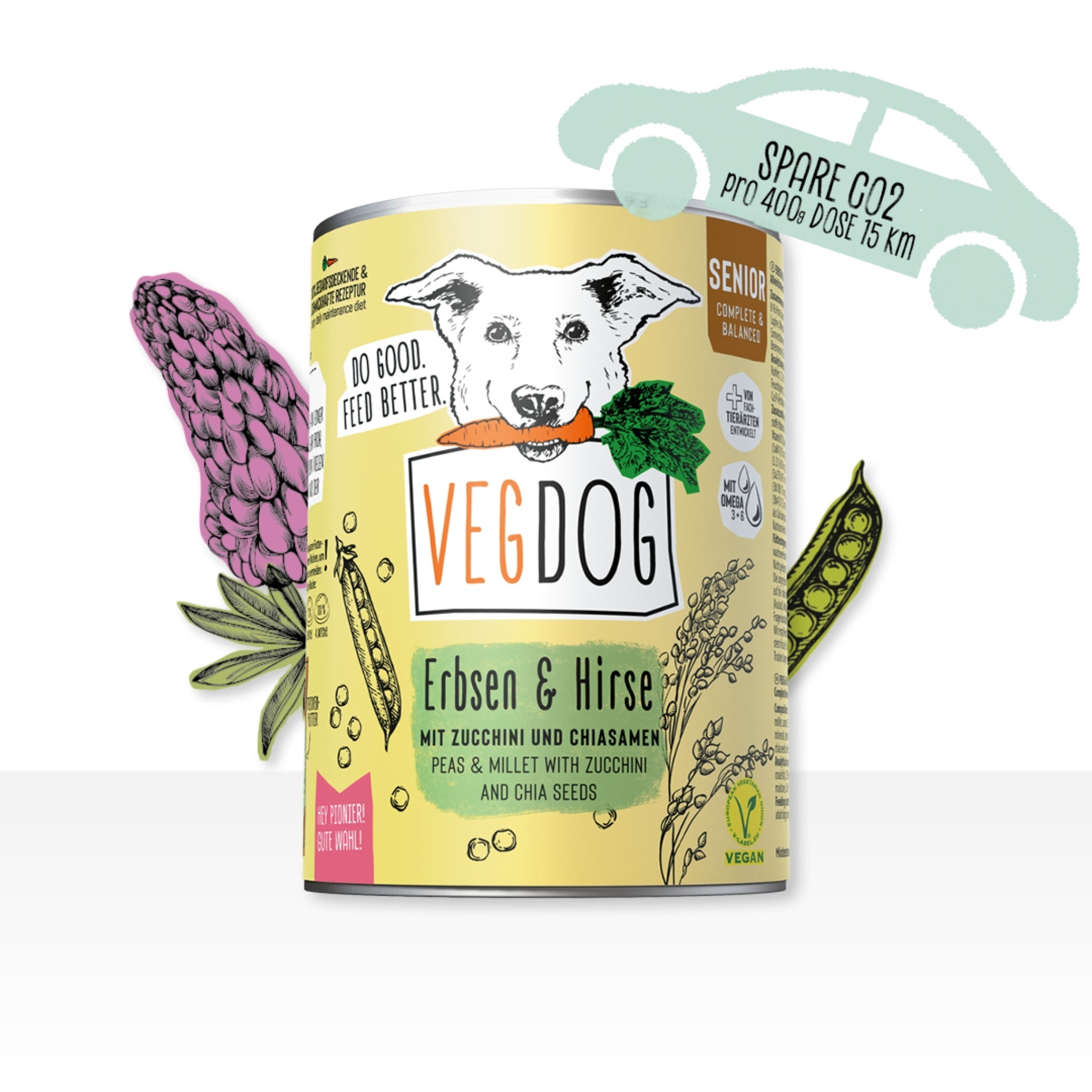 VEGDOG Senior Erbsen & Hirse, Veganes Hunde Nassfutter - Woofshack