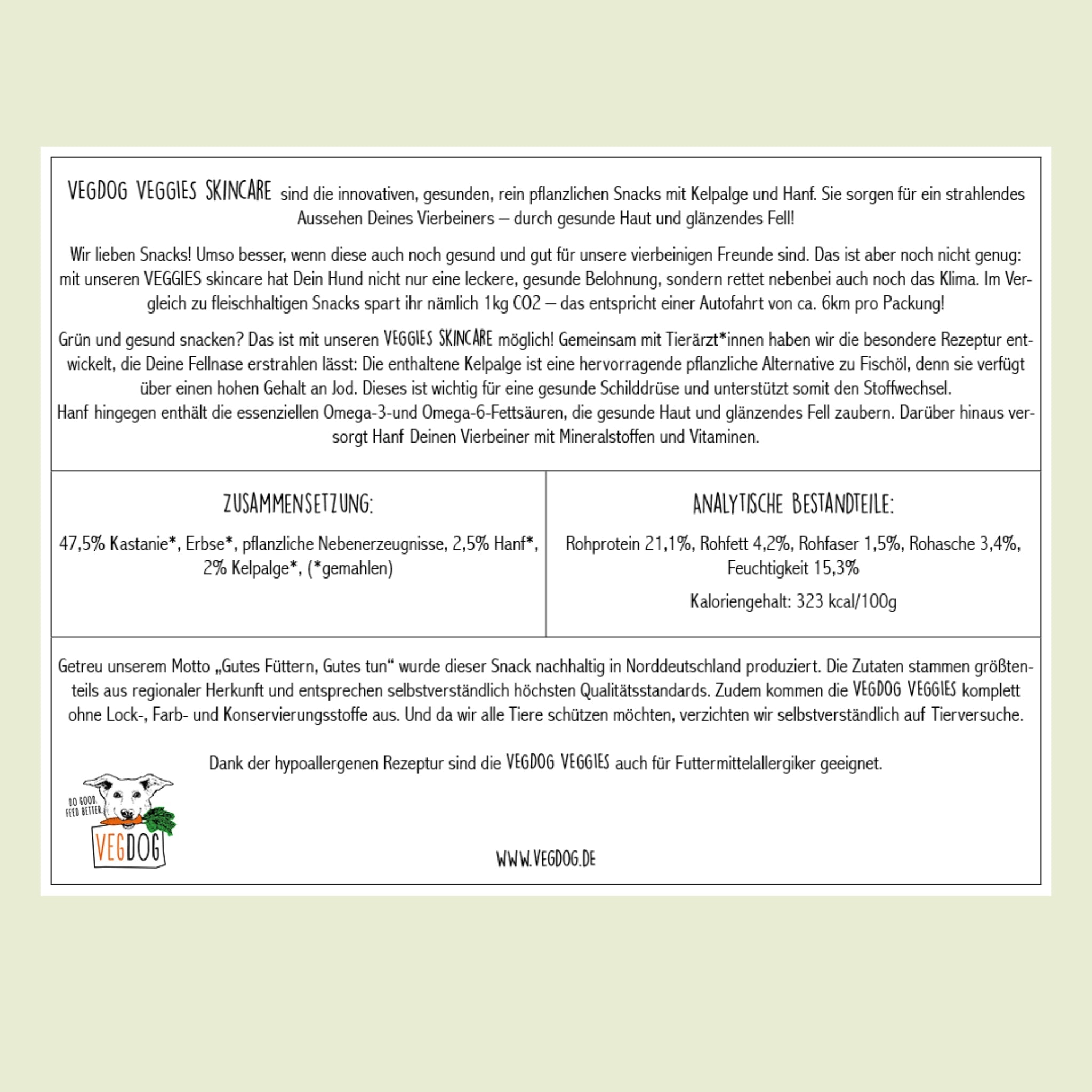 VEGDOG Veggies Skincare - Leckerlis für Haut & Fell, Hundesnack - Woofshack