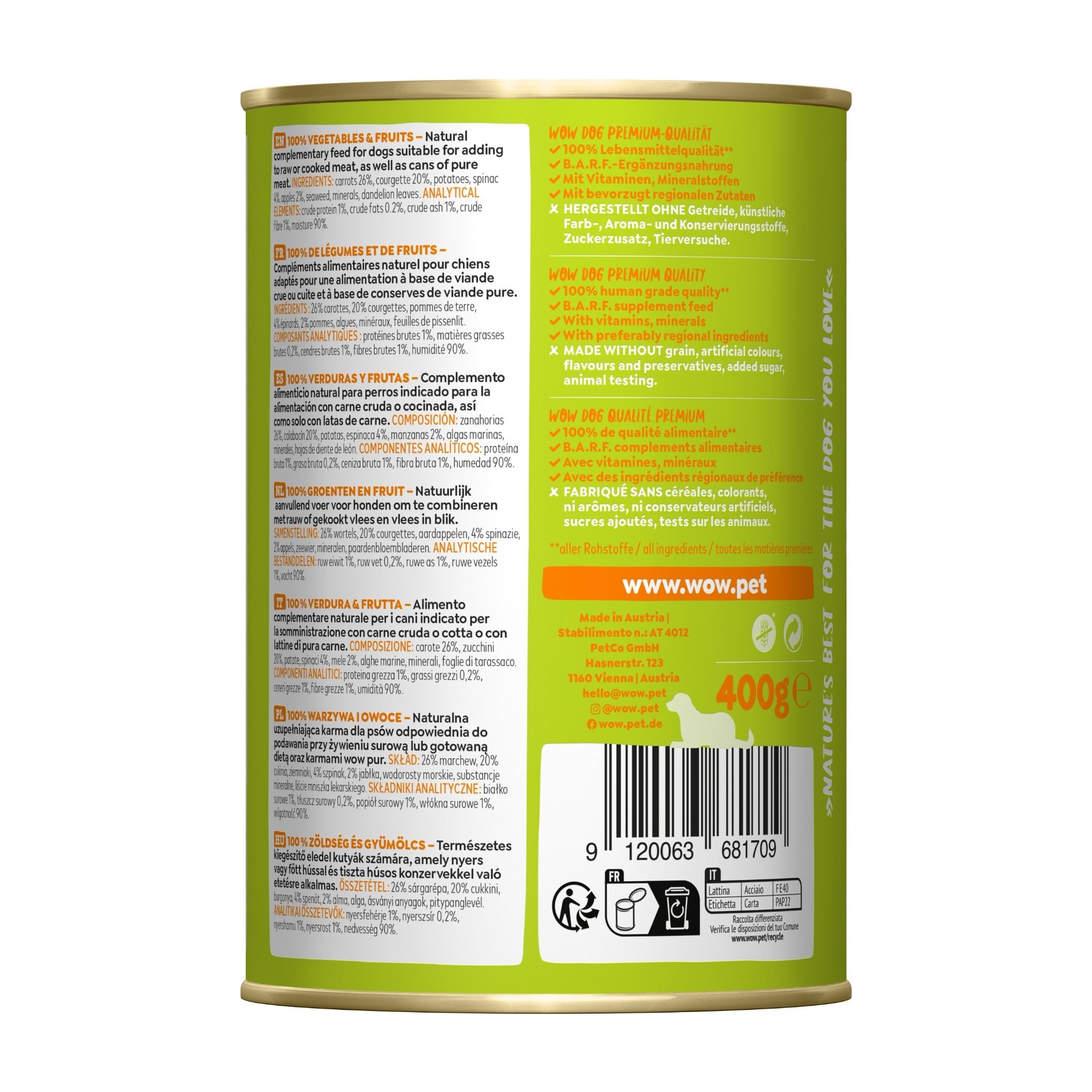 WOW Hundefutter 100% Gemüse & Obst Pur - Woofshack