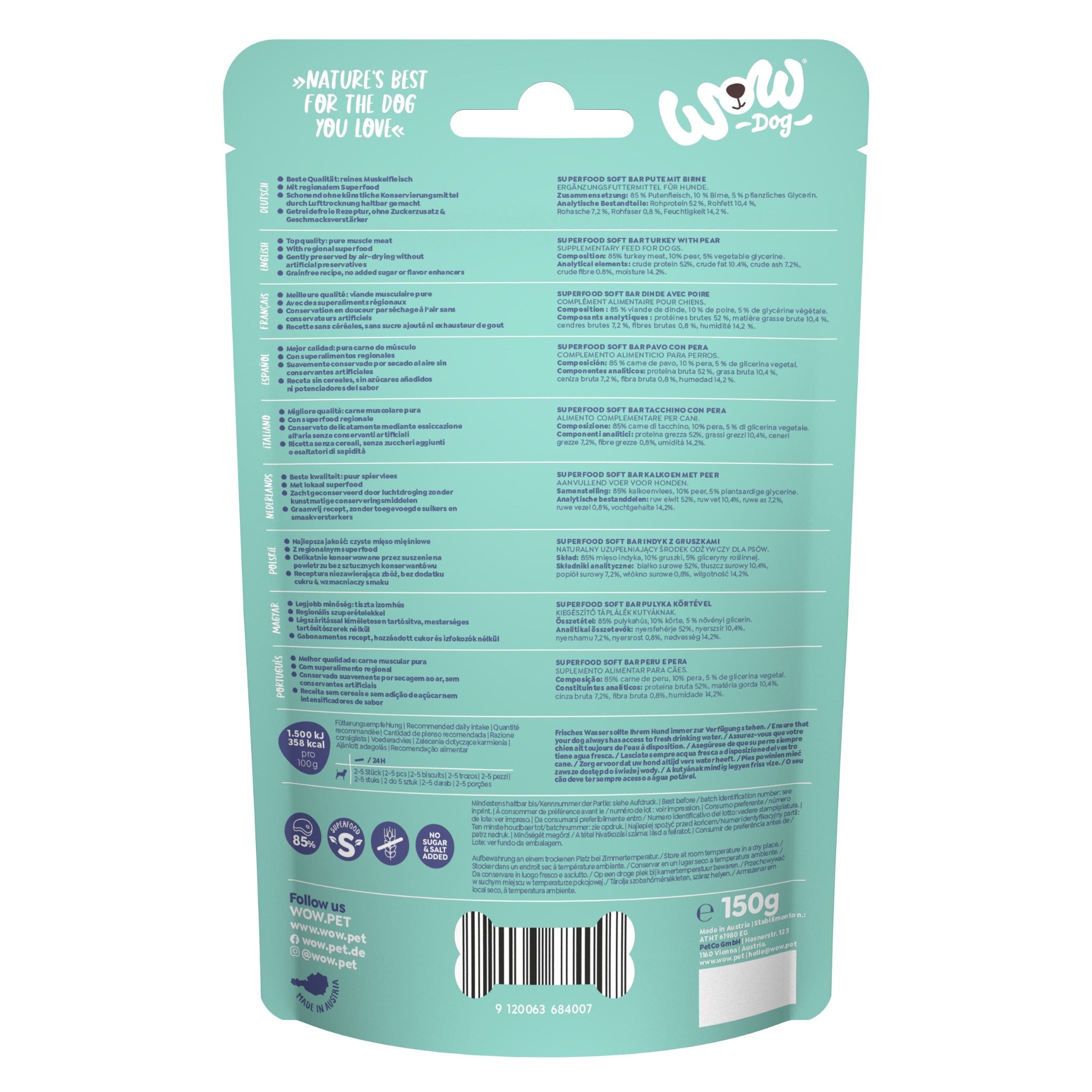 WOW Superfood Soft Bar Pute & Birne - Hundesnack - Woofshack