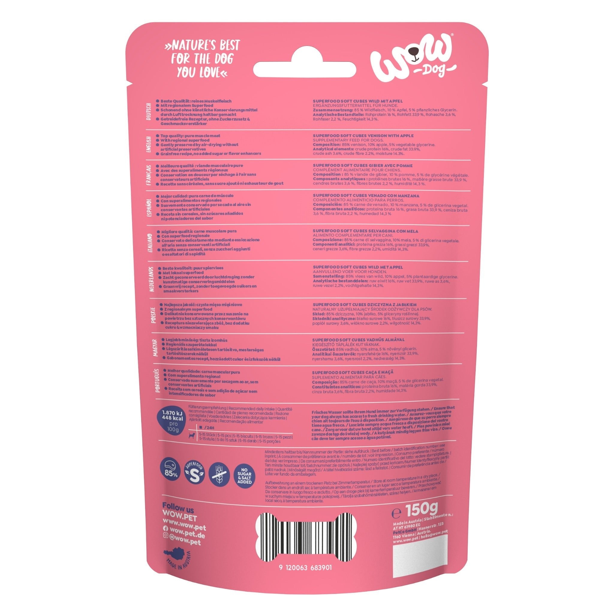 WOW Superfood Soft Cubes Wild & Apfel - Hundesnack - Woofshack