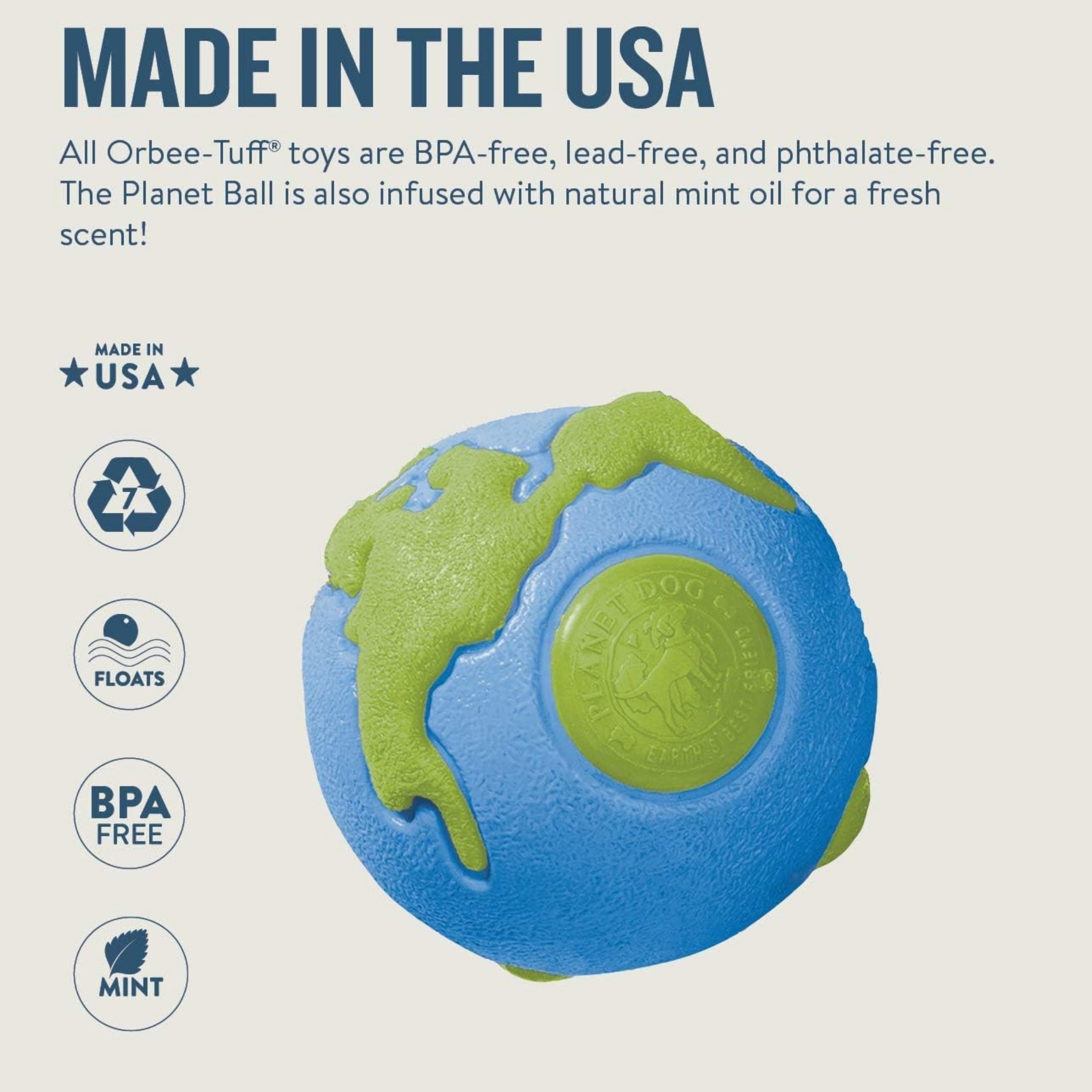Planet Dog Orbee-Tuff Planet Ball, Hundespielzeug - Woofshack