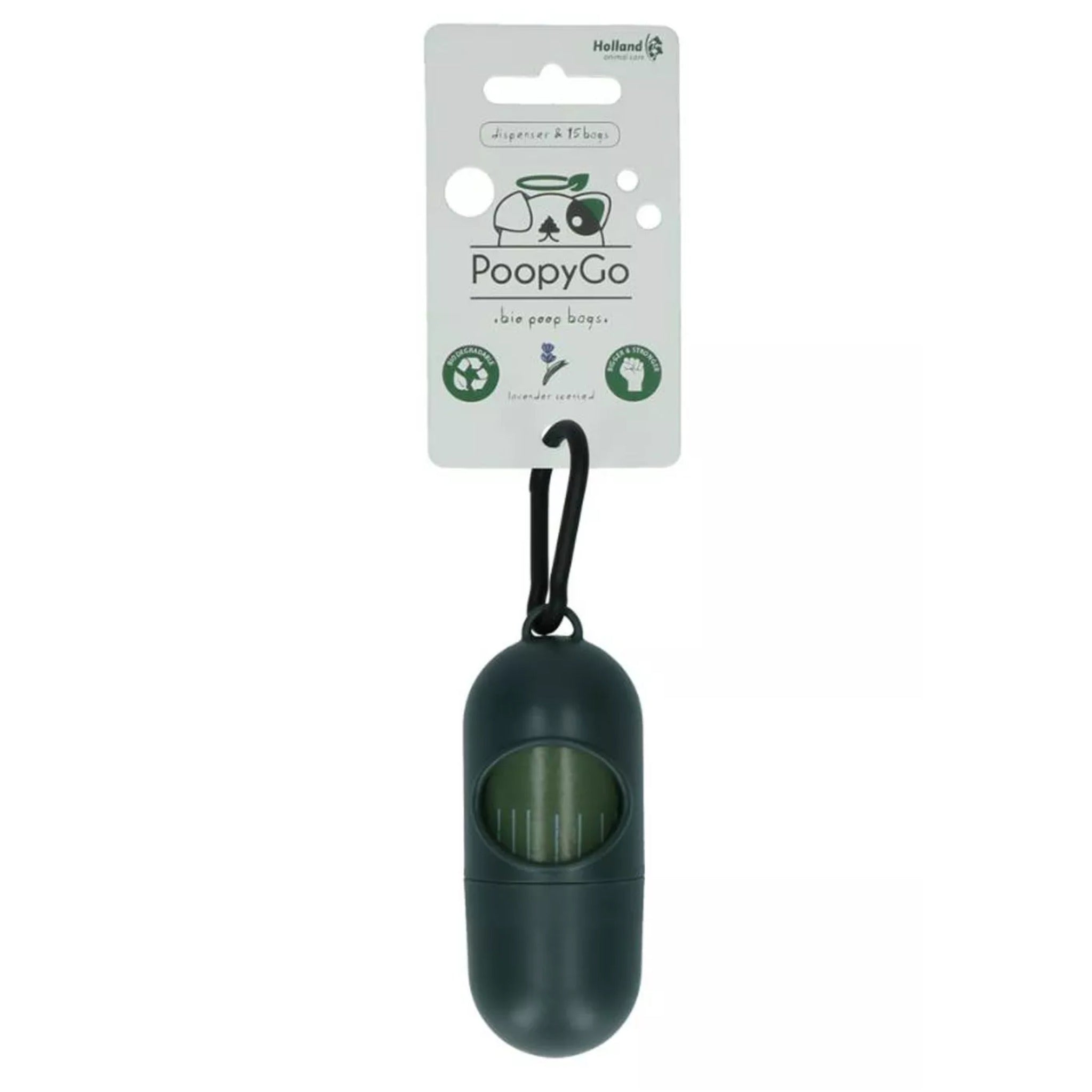 PoopyGo Hundekotbeutelspender inkl. 1 Rolle, biologisch abbaubar - Woofshack
