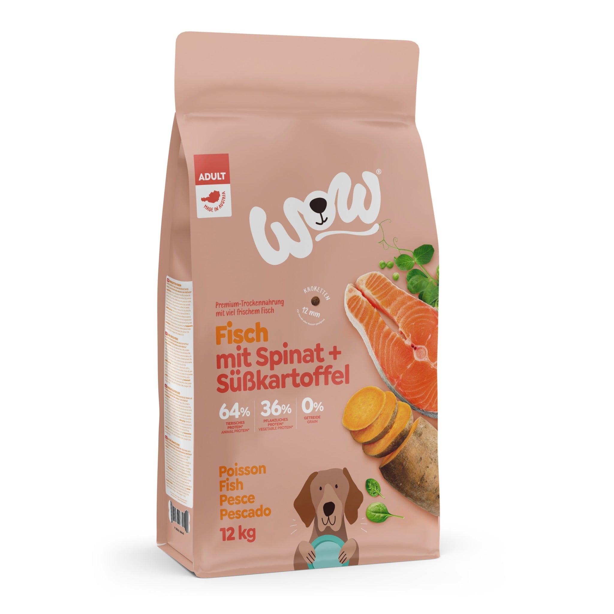 WOW Adult Hundetrockenfutter - Fisch, Spinat & Süßkartoffel - Woofshack