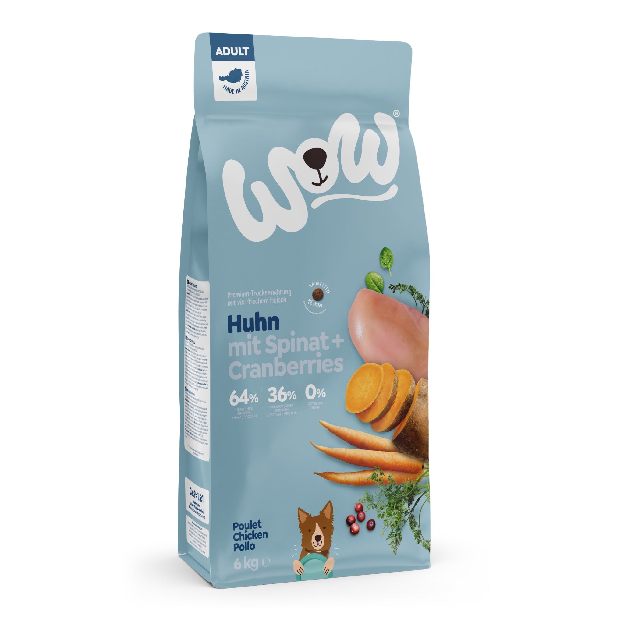WOW Adult Hundetrockenfutter - Huhn, Spinat & Cranberries - Woofshack