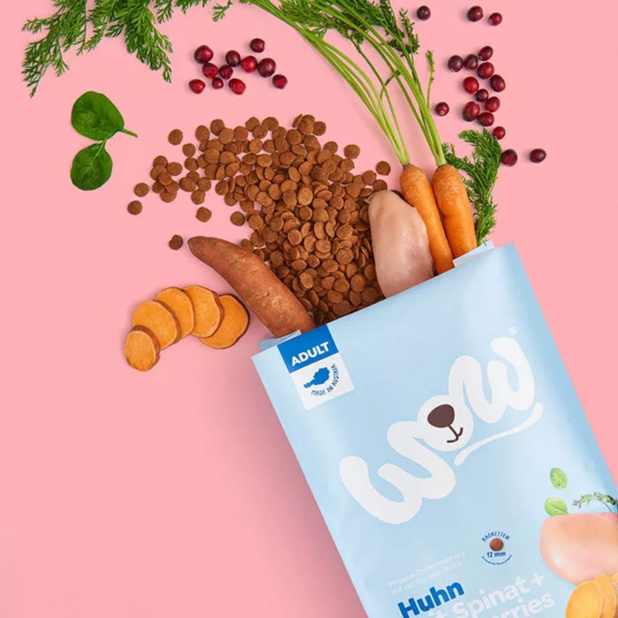 WOW Adult Hundetrockenfutter - Huhn, Spinat & Cranberries - Woofshack