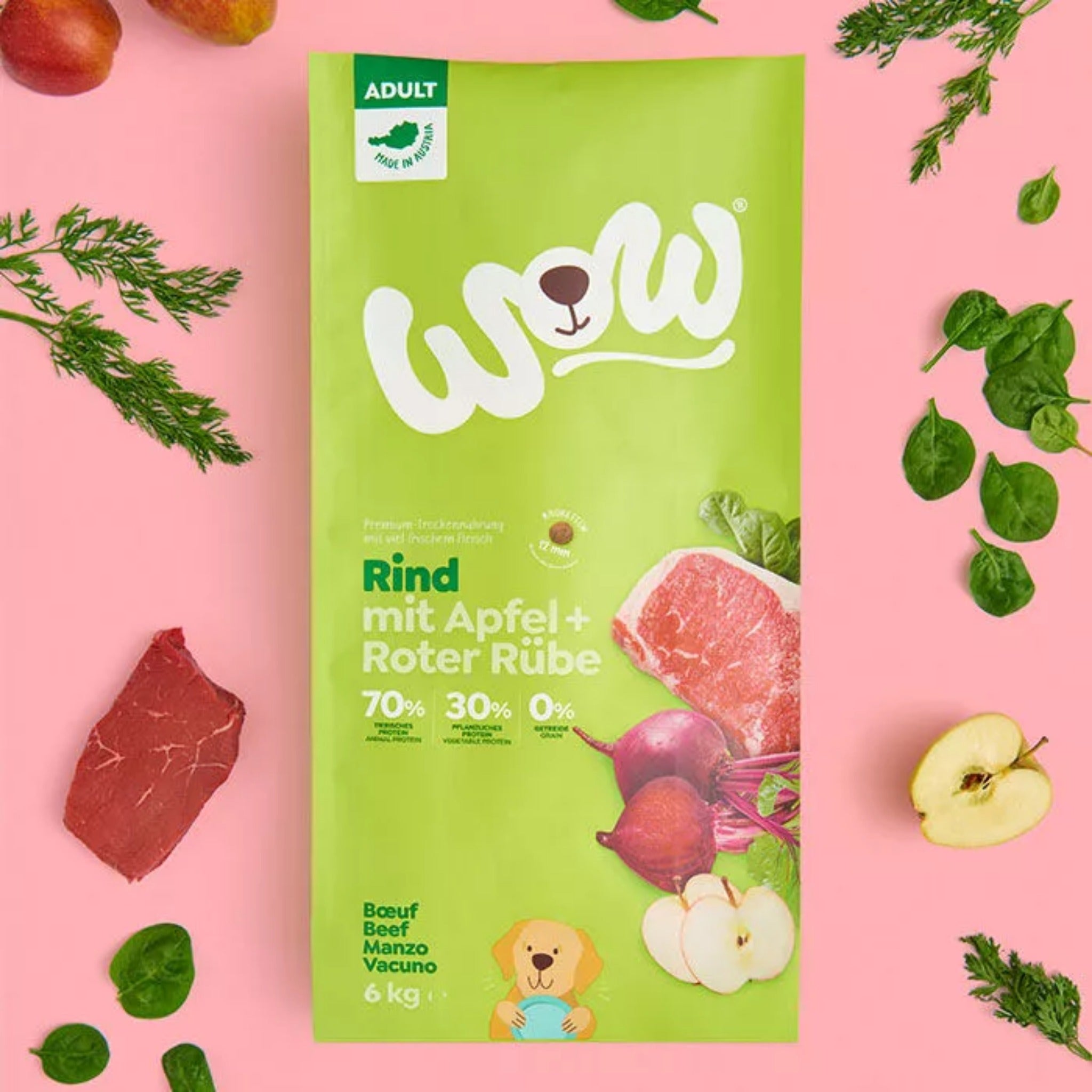 WOW Adult Hundetrockenfutter - Rind, Apfel & Rote Rübe - Woofshack