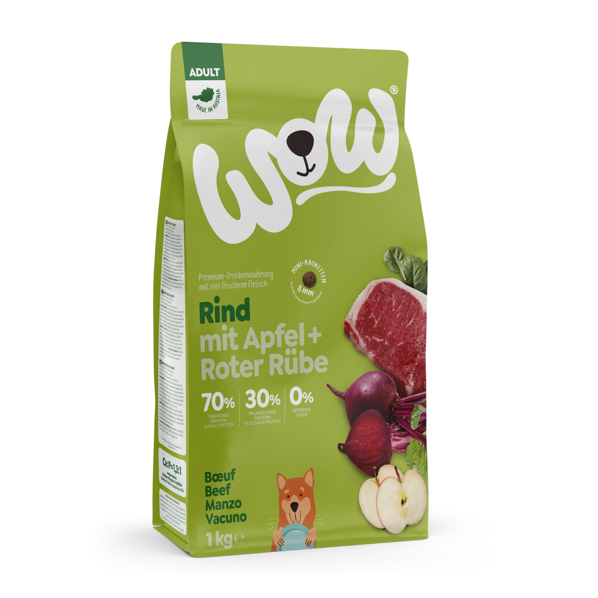 WOW Adult Hundetrockenfutter - Rind, Apfel & Rote Rübe - Woofshack